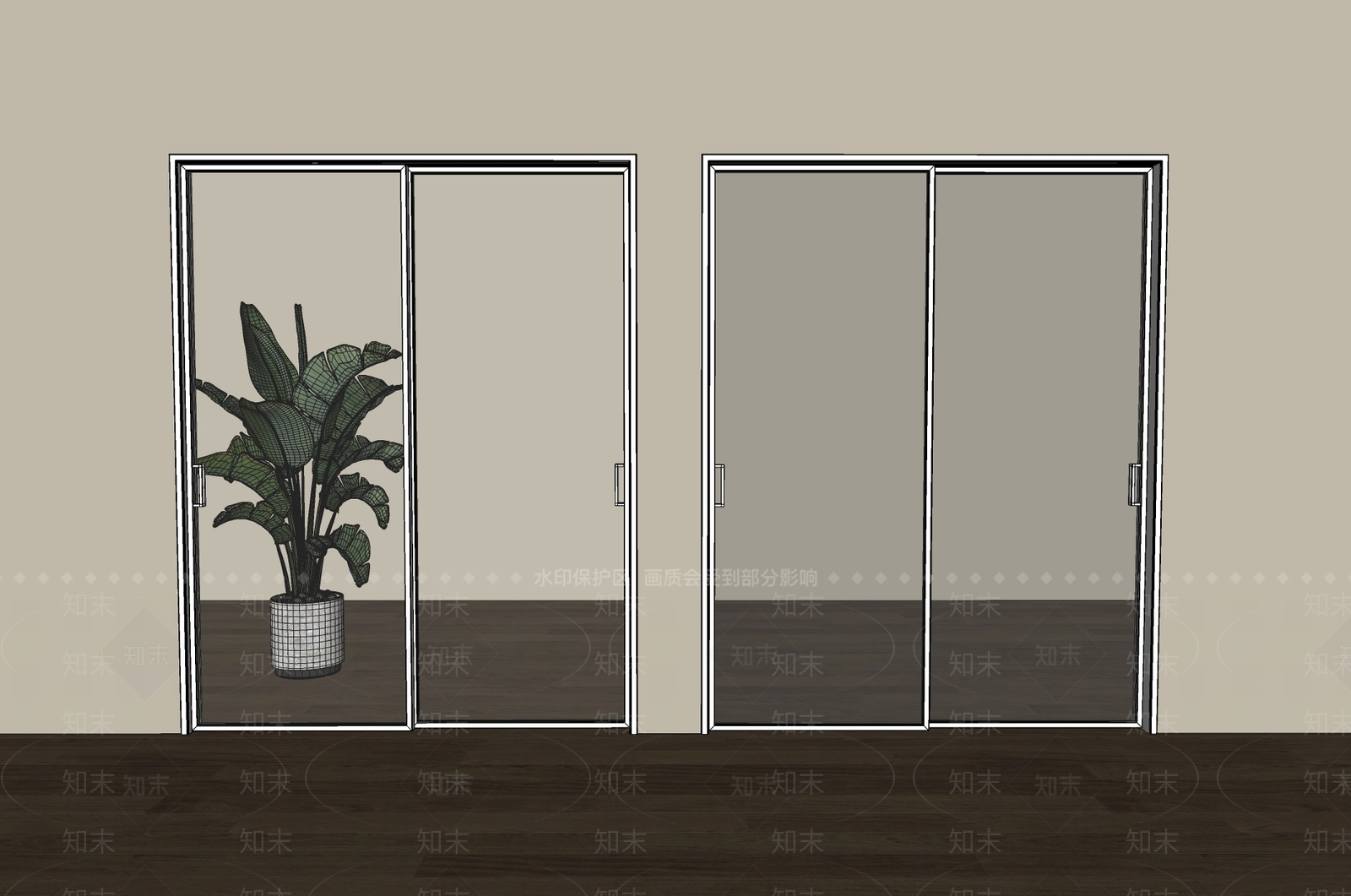 极简推拉门SU模型下载【ID:1233745197】