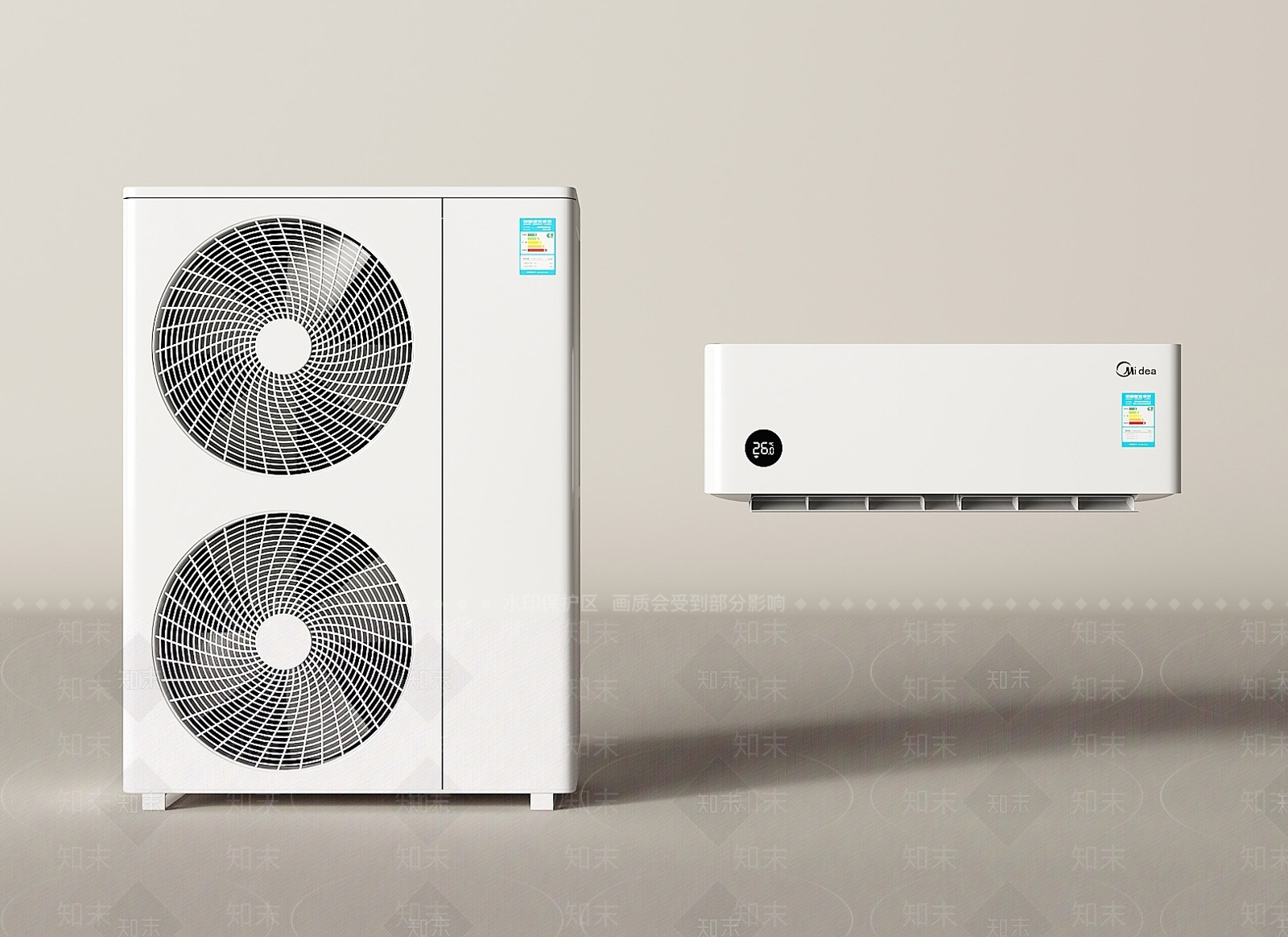 极简空调3D模型渲染效果图