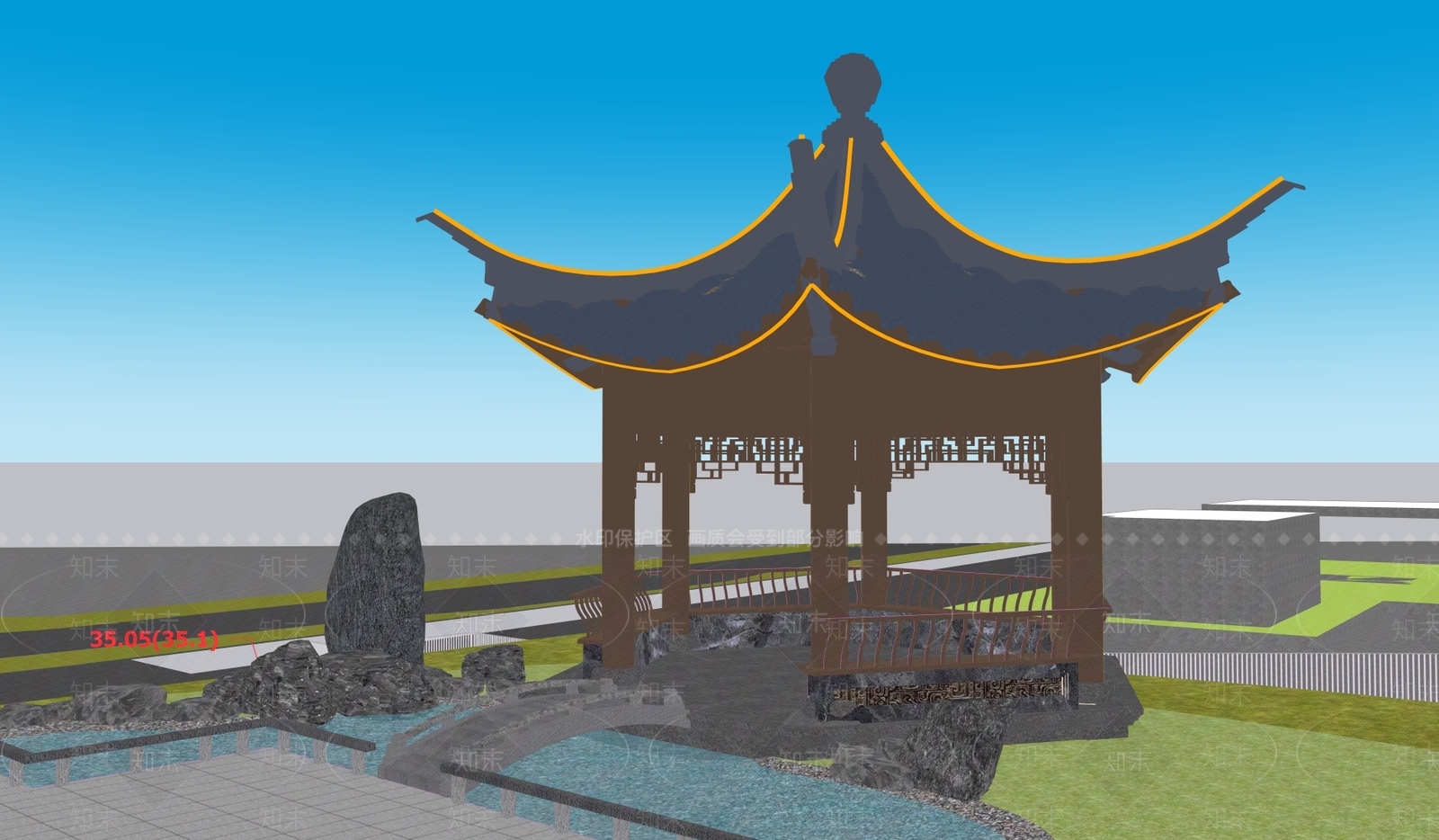 中式古建亭子SU模型下载【ID:1233748935】