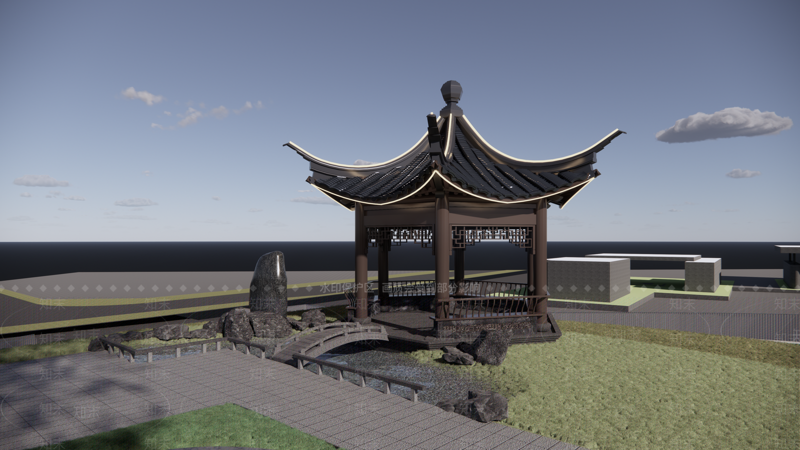 中式古建亭子SU模型下载【ID:1233748935】