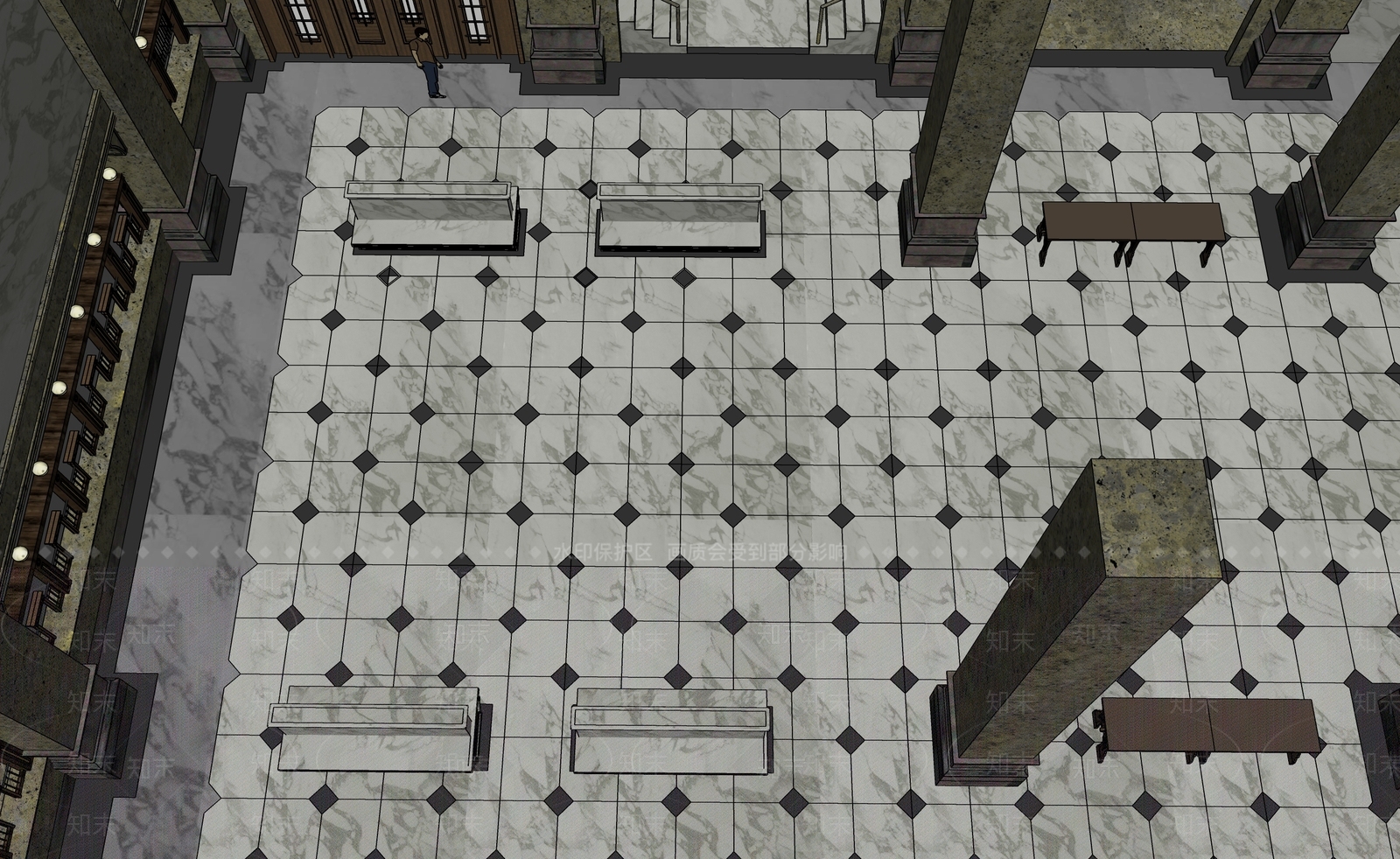 欧式古建银行SU模型下载【ID:1233751012】