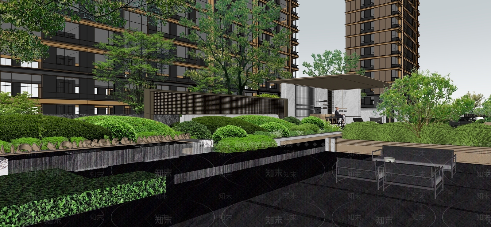 现代主义小区景观SU模型下载【ID:1233751166】