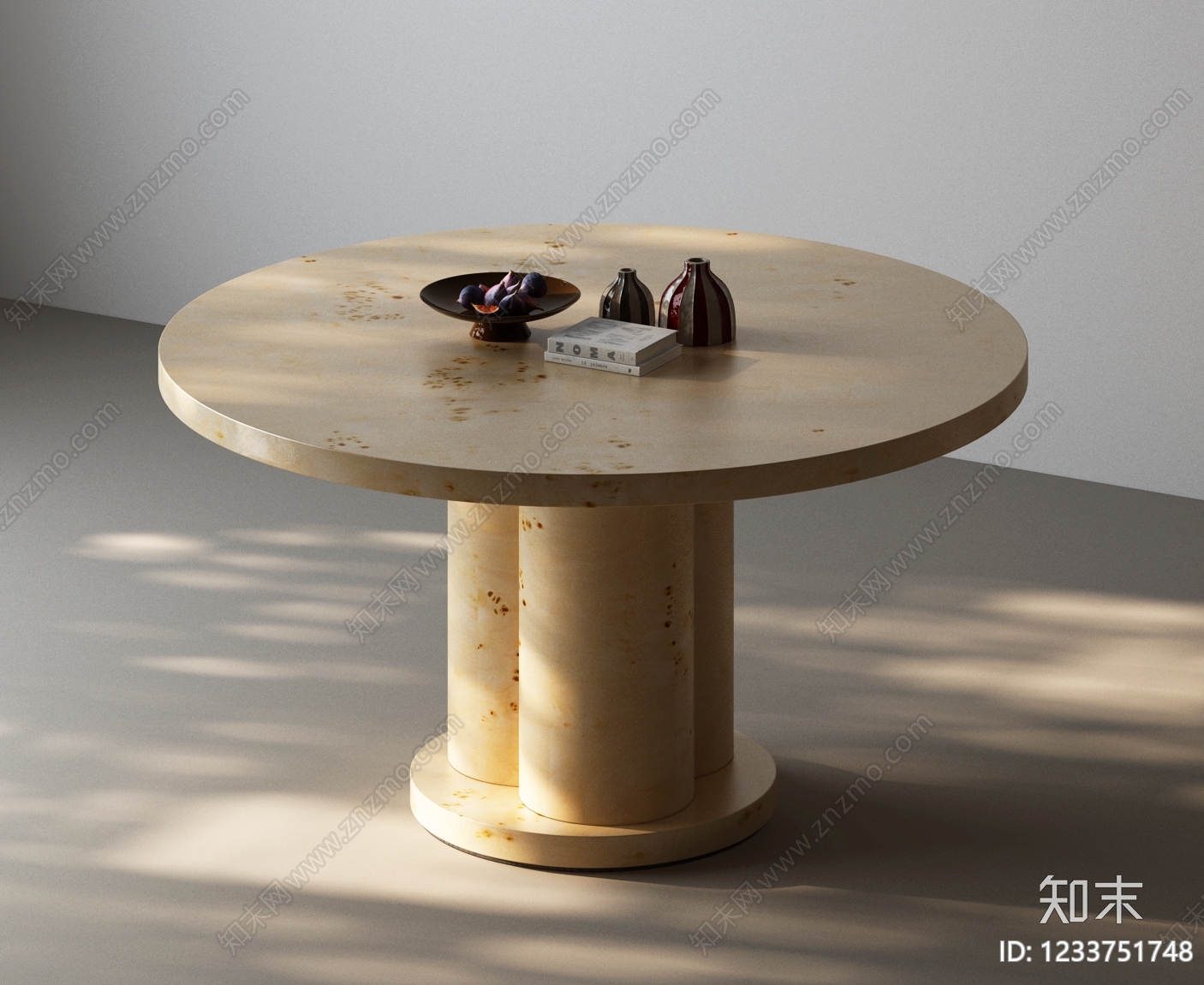奶油风餐桌3D模型下载【ID:1233751748】
