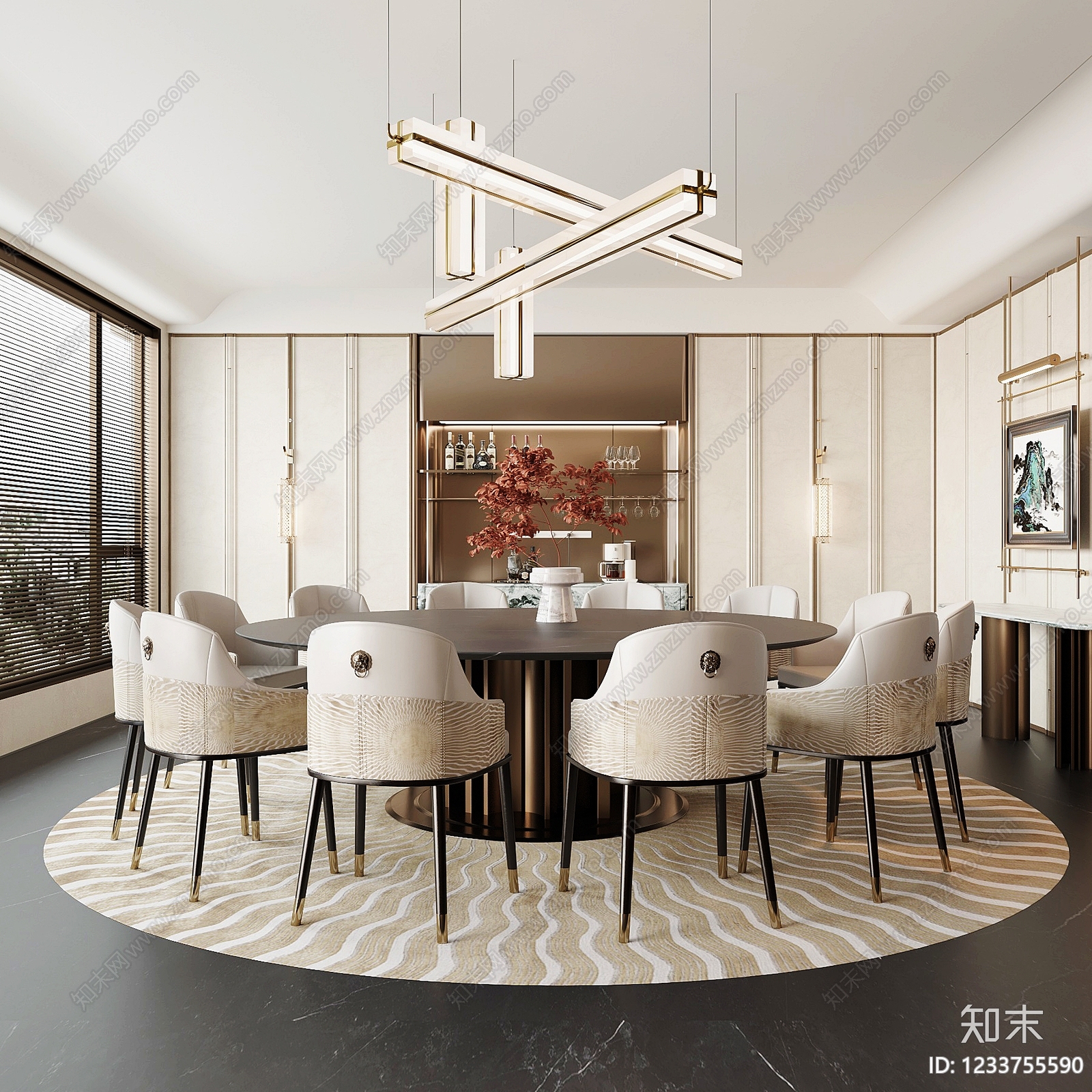 新中式包厢SU模型下载【ID:1233755590】