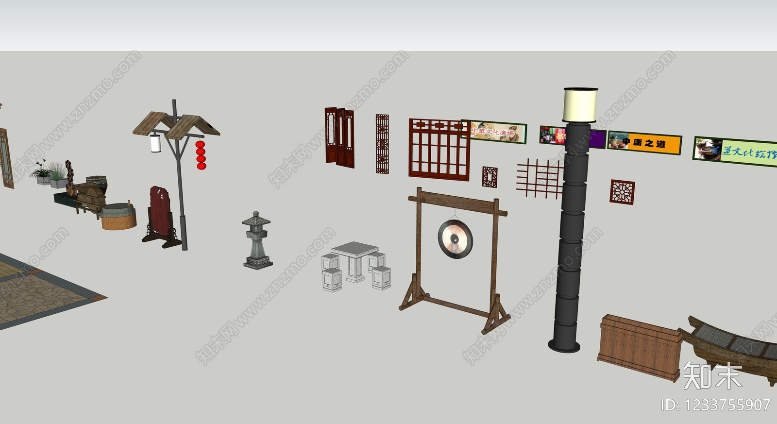 中式其他景观小品SU模型下载【ID:1233755907】