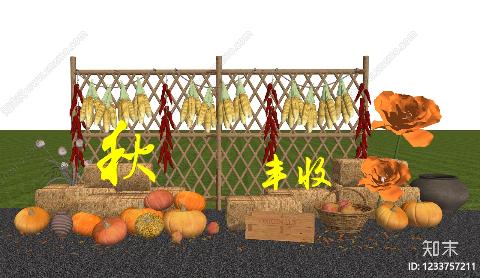 美式秋季美陈SU模型下载【ID:1233757211】