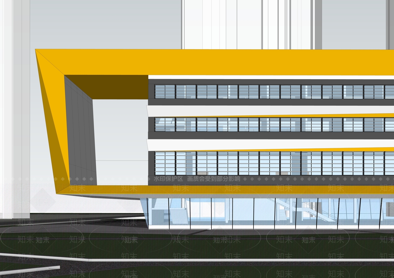 现代主义小公建SU模型下载【ID:1233757685】