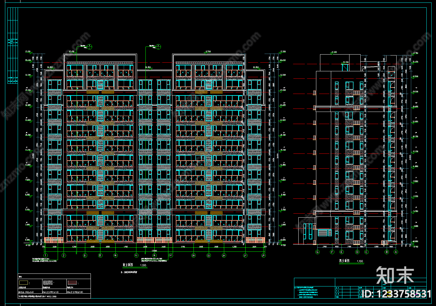住宅楼建筑cad施工图下载【ID:1233758531】