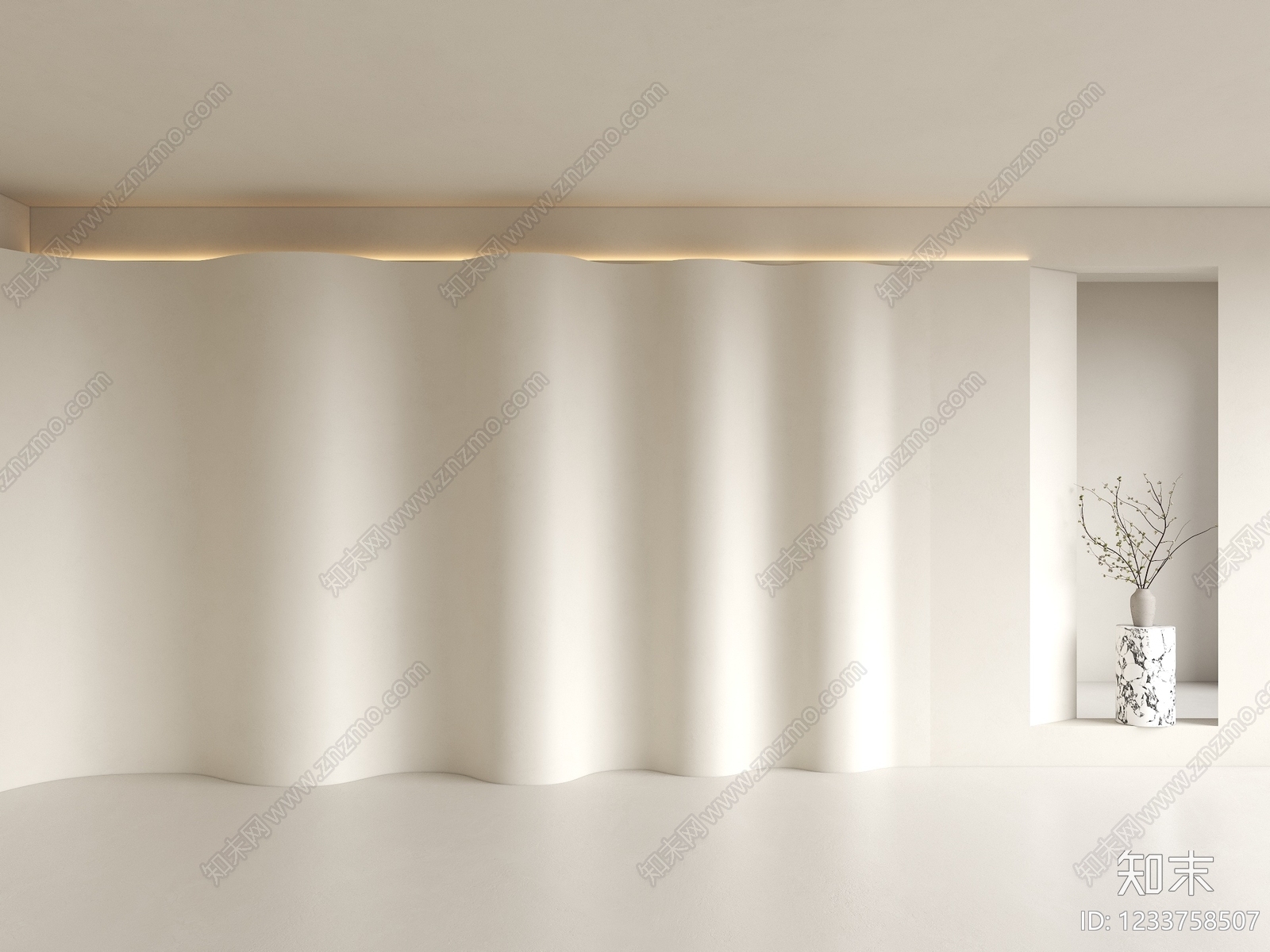 奶油风背景墙SU模型下载【ID:1233758507】