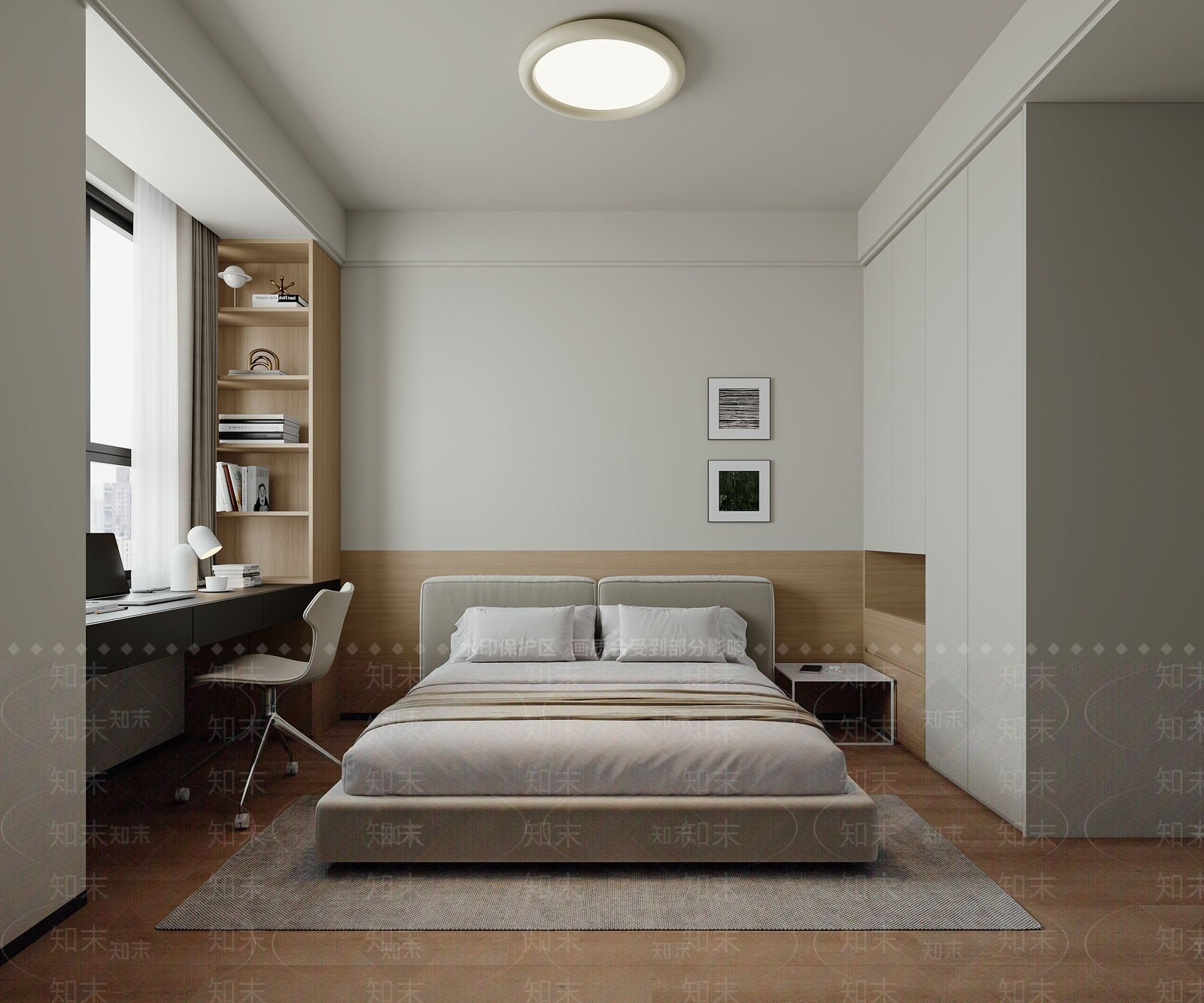 原木风家居卧室3D模型下载【ID:1233760124】