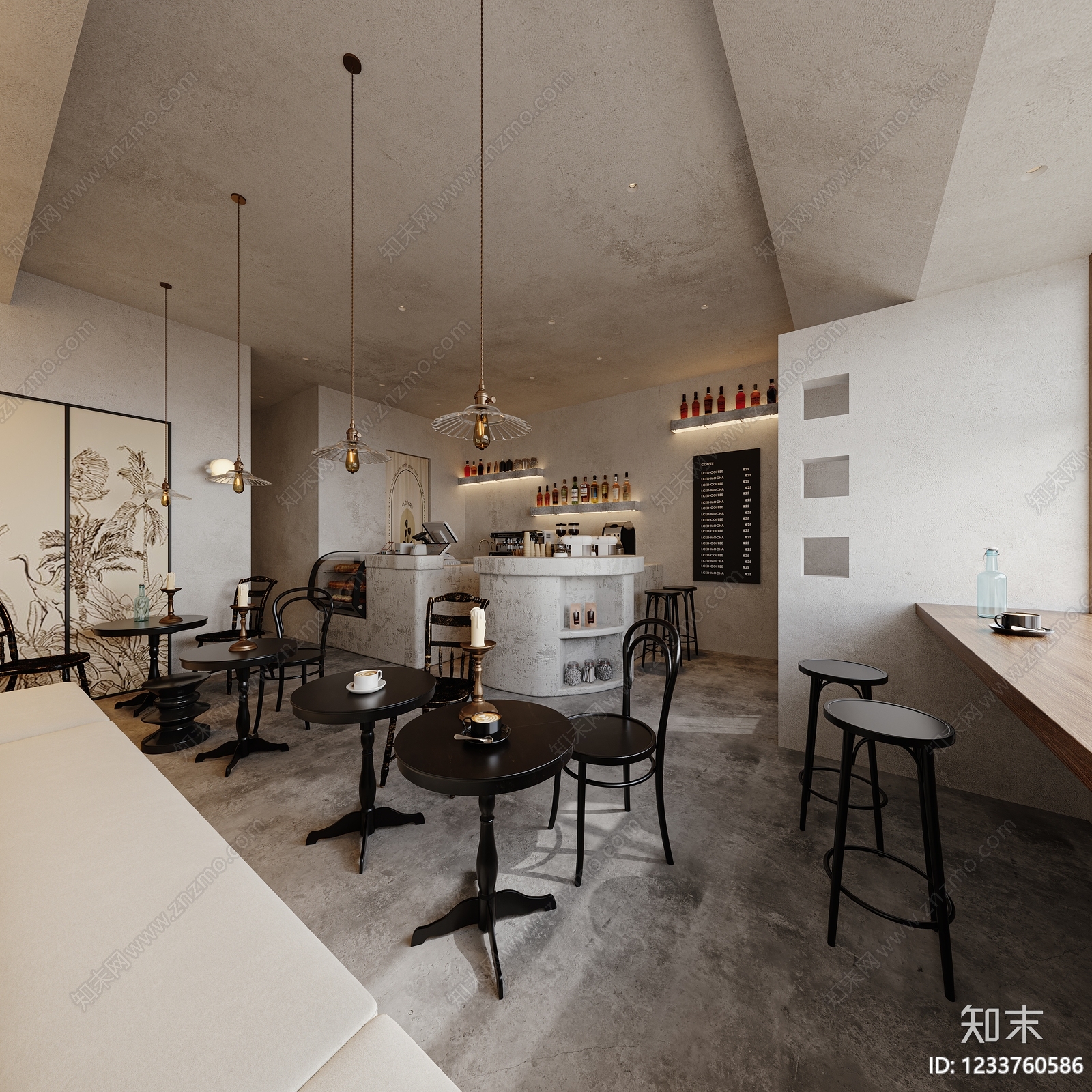侘寂咖啡厅3D模型下载【ID:1233760586】