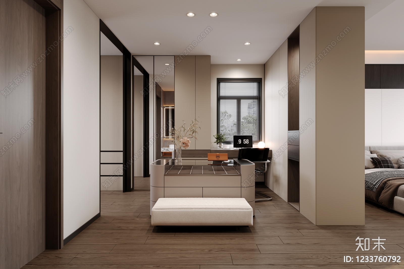 现代简约主卧3D模型下载【ID:1233760792】