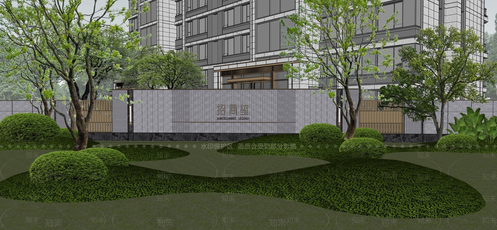 现代主义景墙SU模型下载【ID:1233761164】