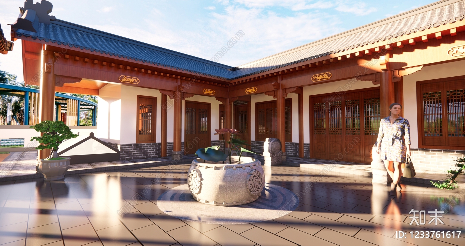 中式古建乡村庭院SU模型下载【ID:1233761617】
