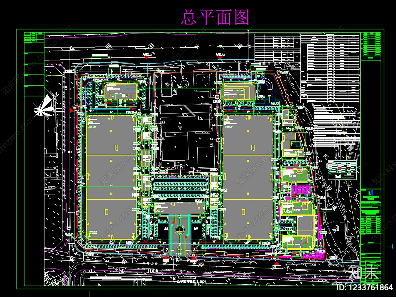 产业园建筑cad施工图下载【ID:1233761864】
