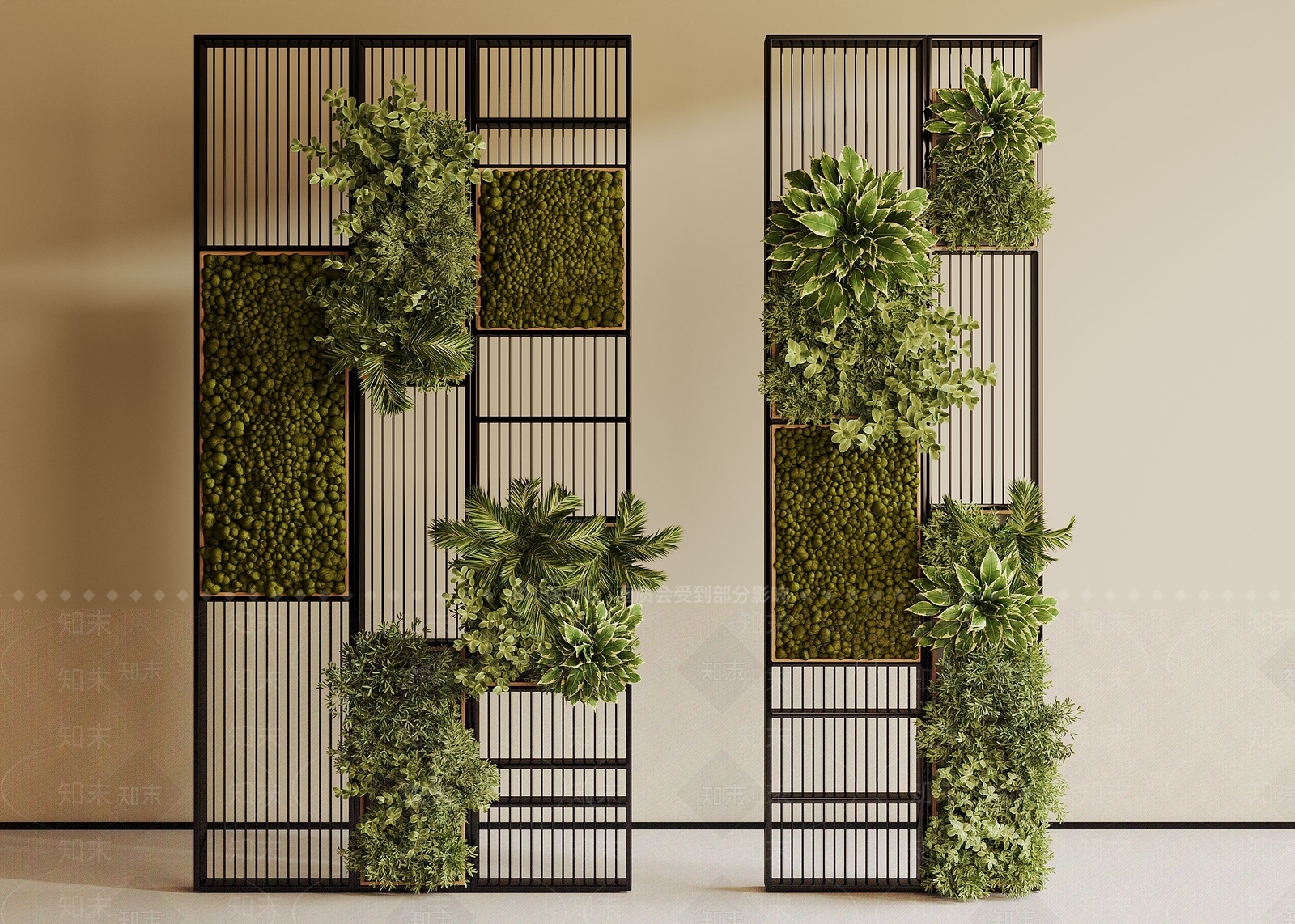 现代简约绿植墙SU模型草图