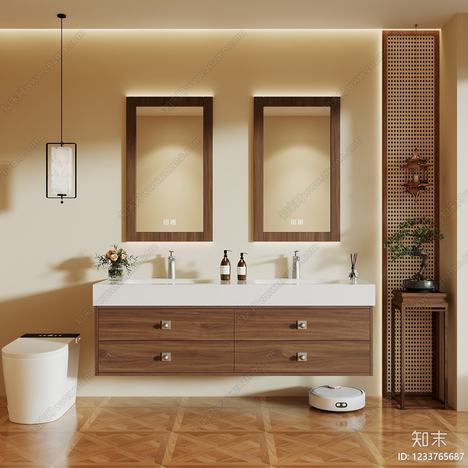 新中式卫生间3D模型下载【ID:1233765687】