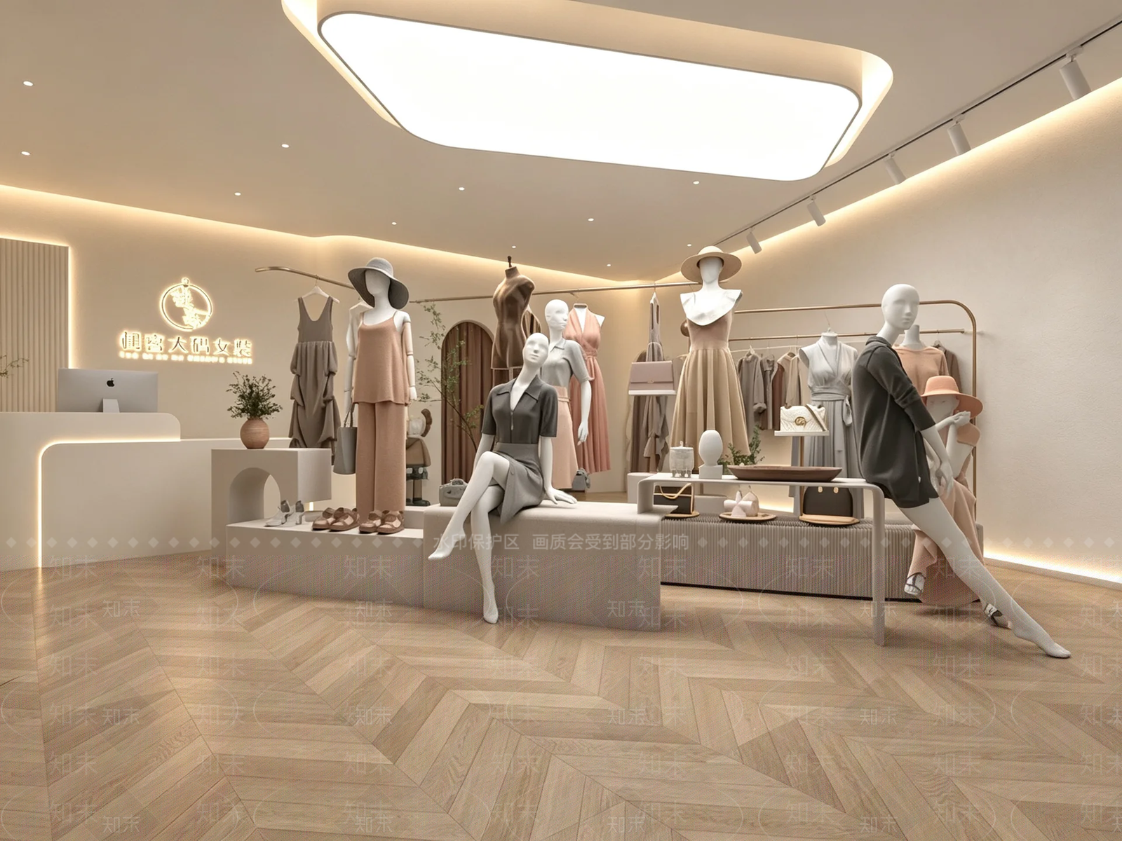 奶油风服装店3D模型下载【ID:1233766665】