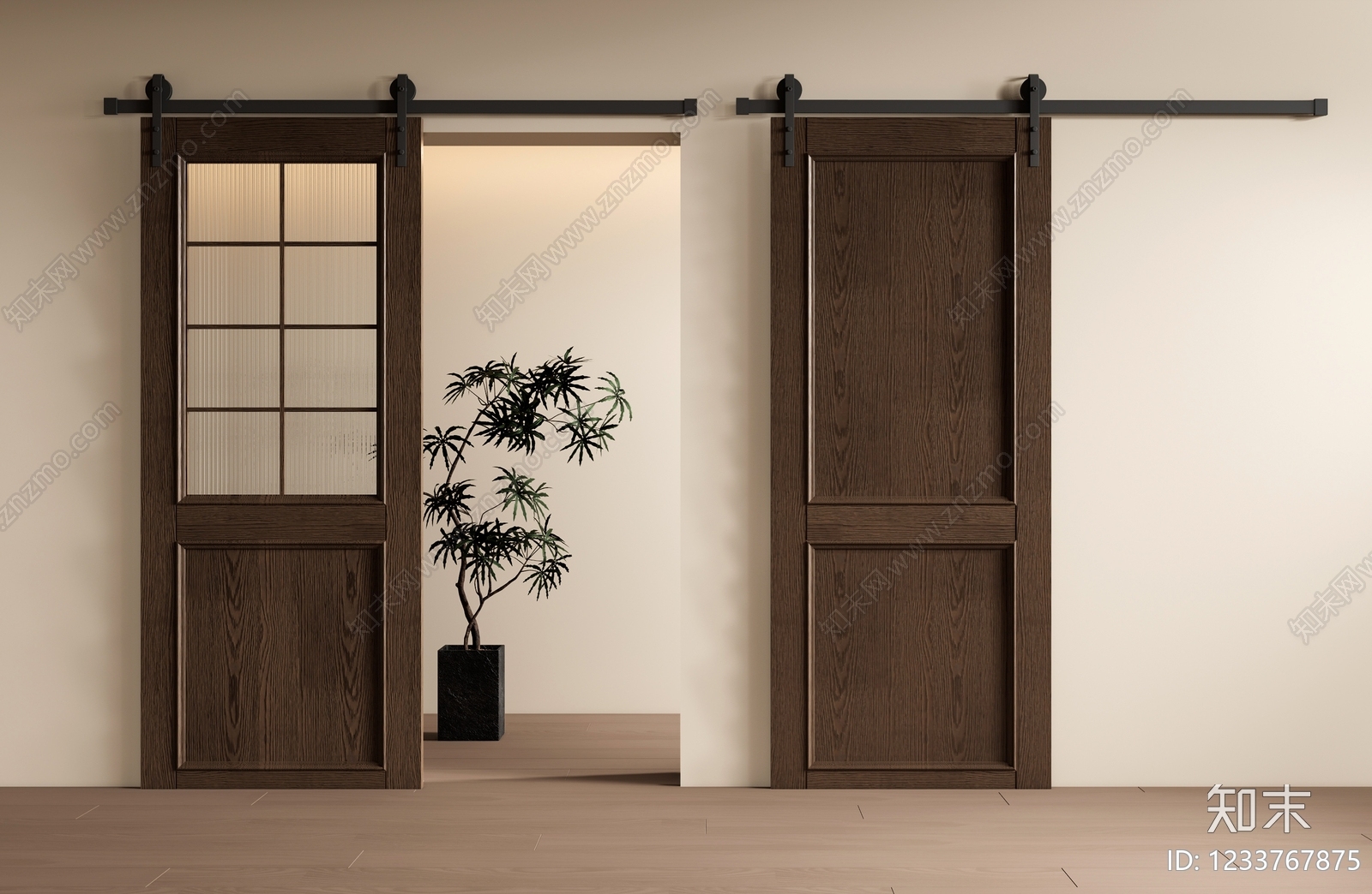 日式推拉门3D模型下载【ID:1233767875】