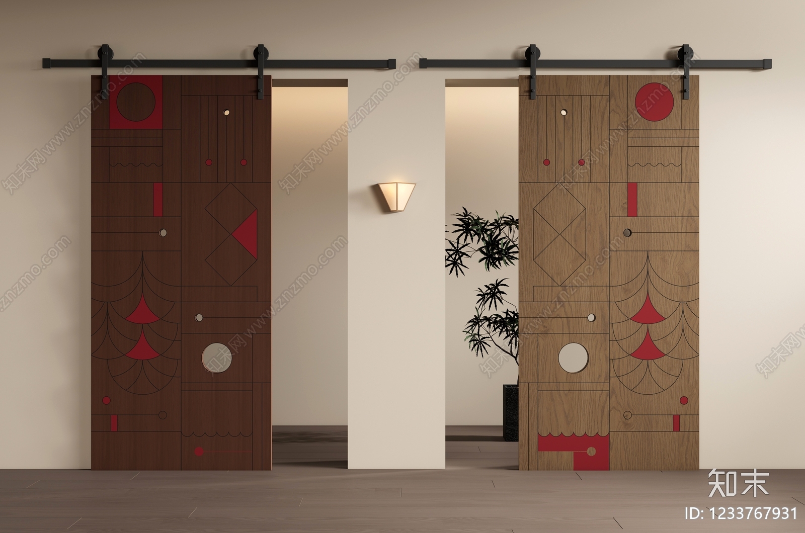 现代简约推拉门3D模型下载【ID:1233767931】