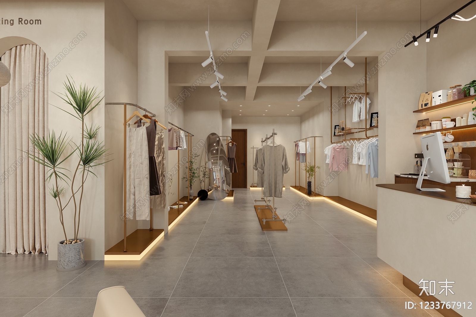 奶油风服装店3D模型下载【ID:1233767912】