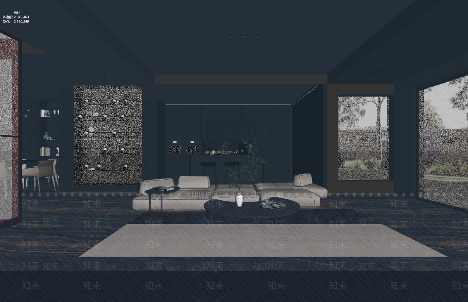 意式极简客餐厅3D模型下载【ID:1233776922】