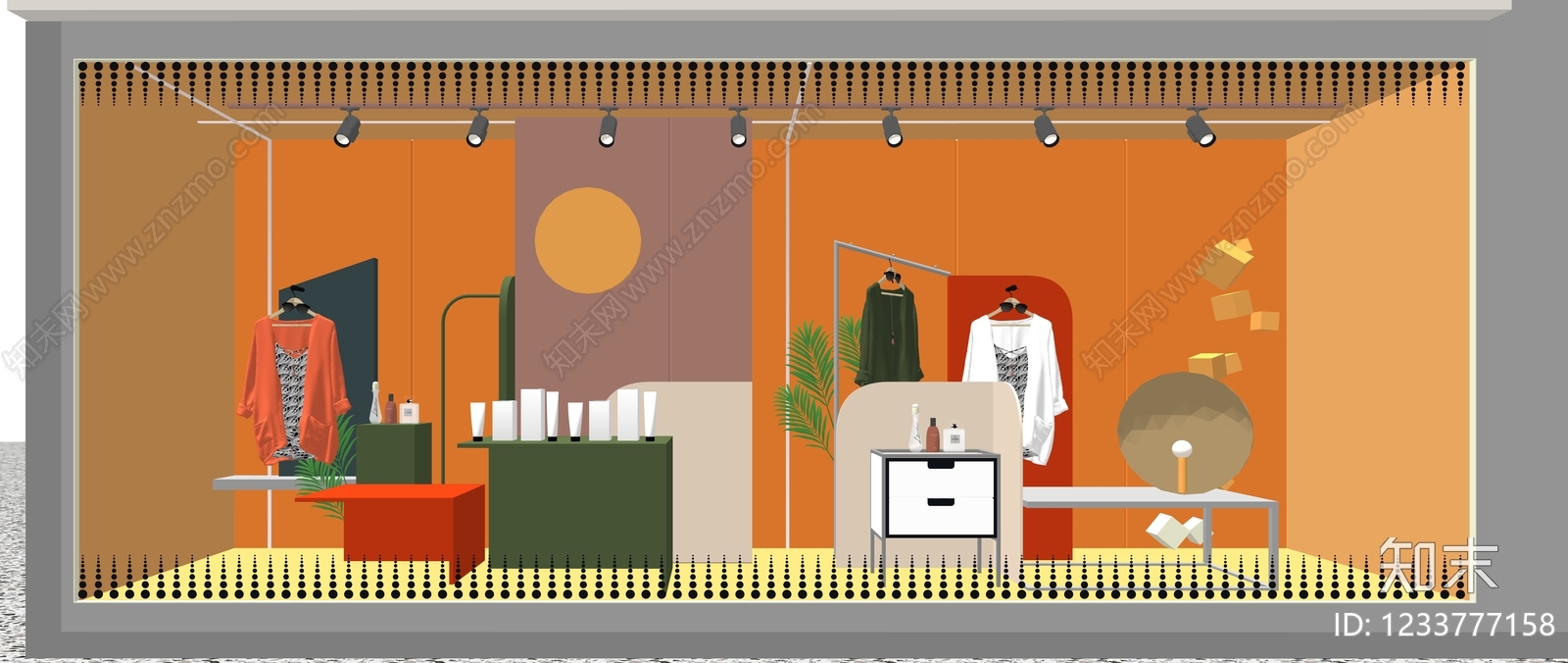 现代服装展台SU模型下载【ID:1233777158】