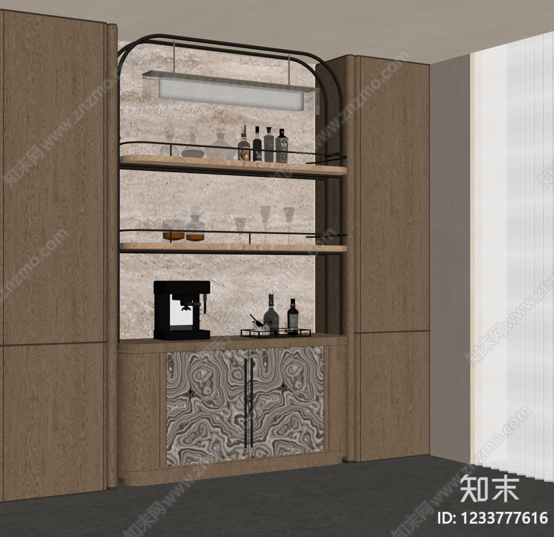 轻奢酒柜SU模型下载【ID:1233777616】