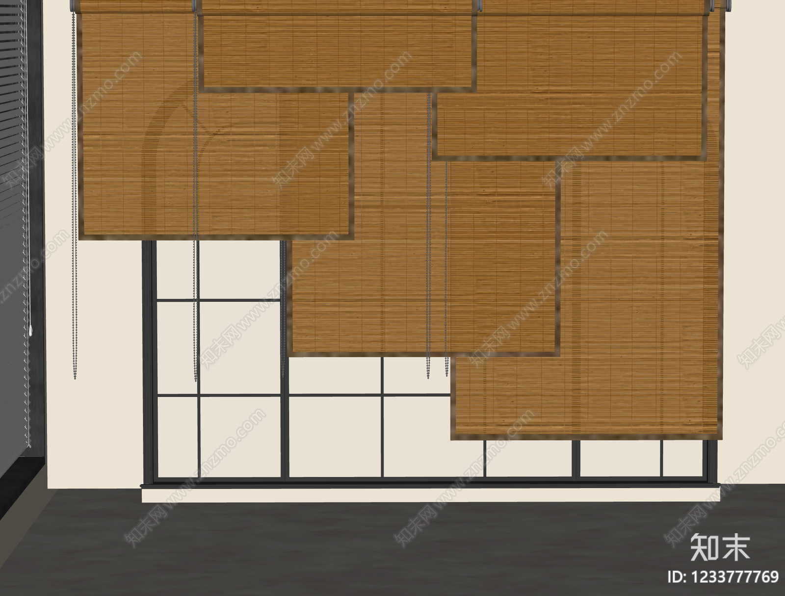 日式百叶窗SU模型下载【ID:1233777769】