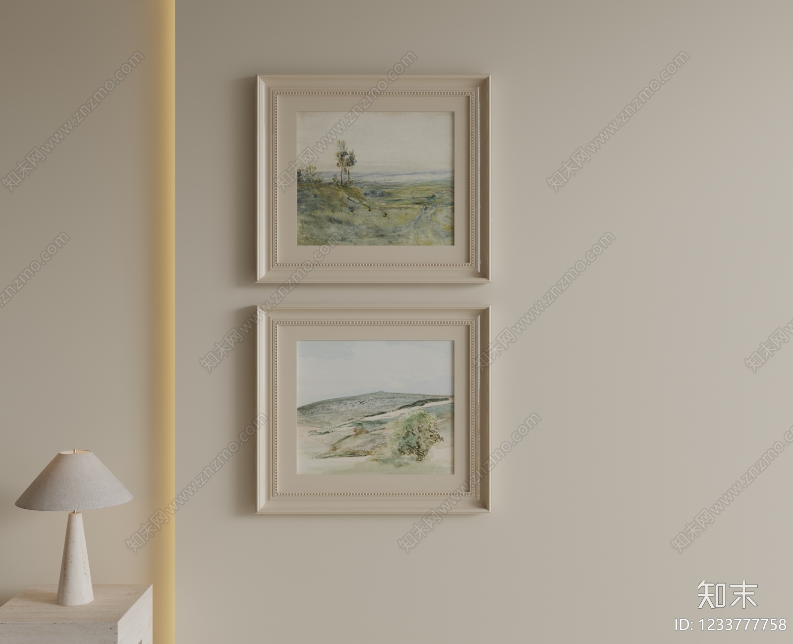 奶油风挂画SU模型下载【ID:1233777758】