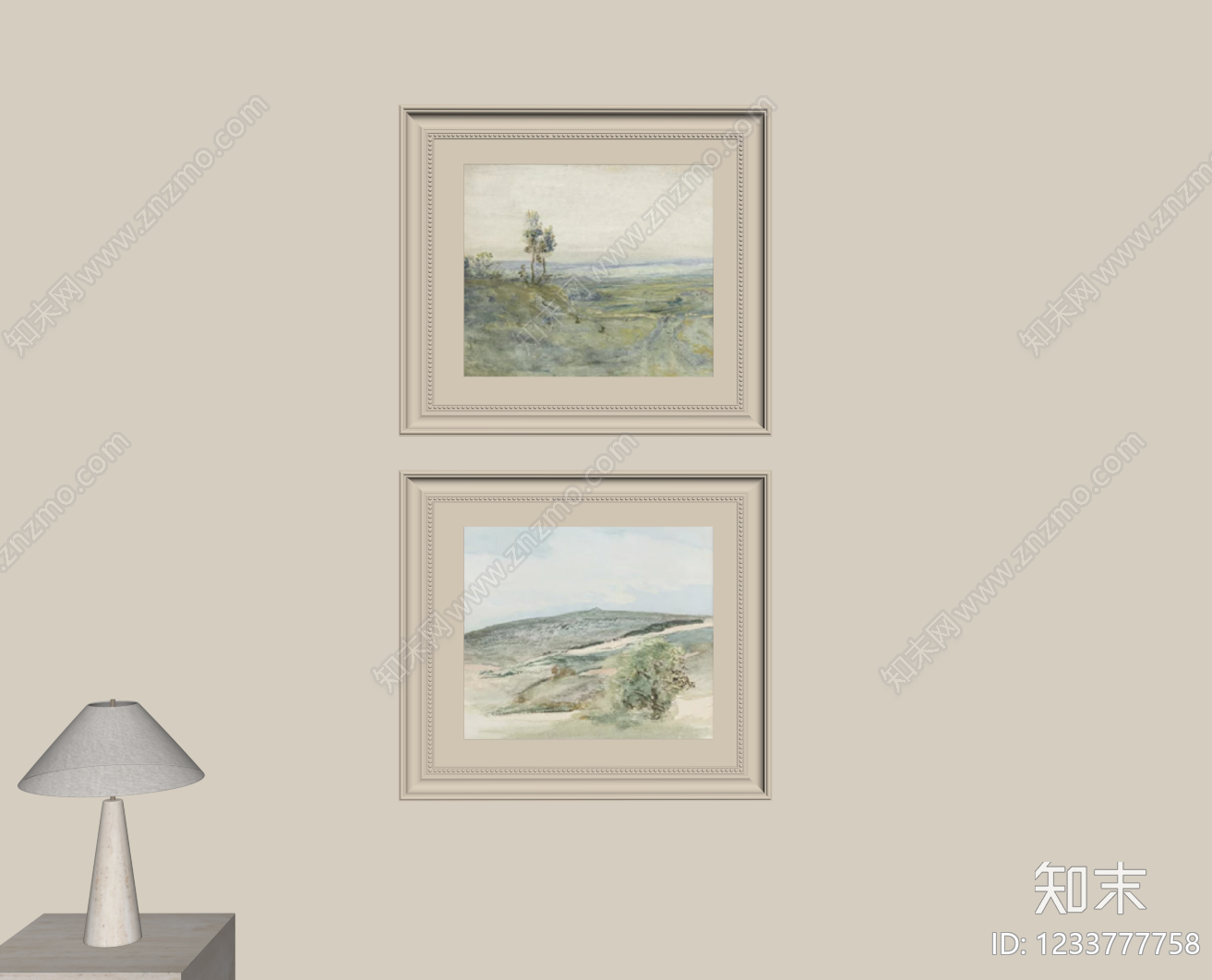 奶油风挂画SU模型下载【ID:1233777758】