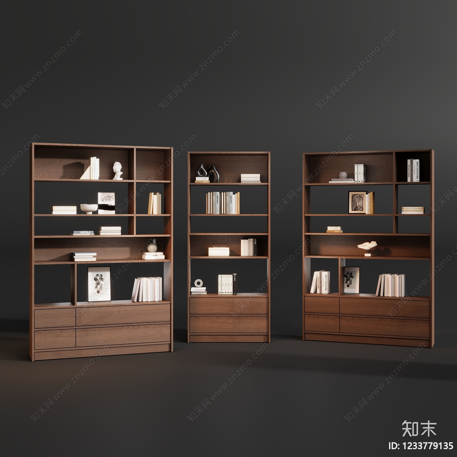 中古风书柜SU模型下载【ID:1233779135】