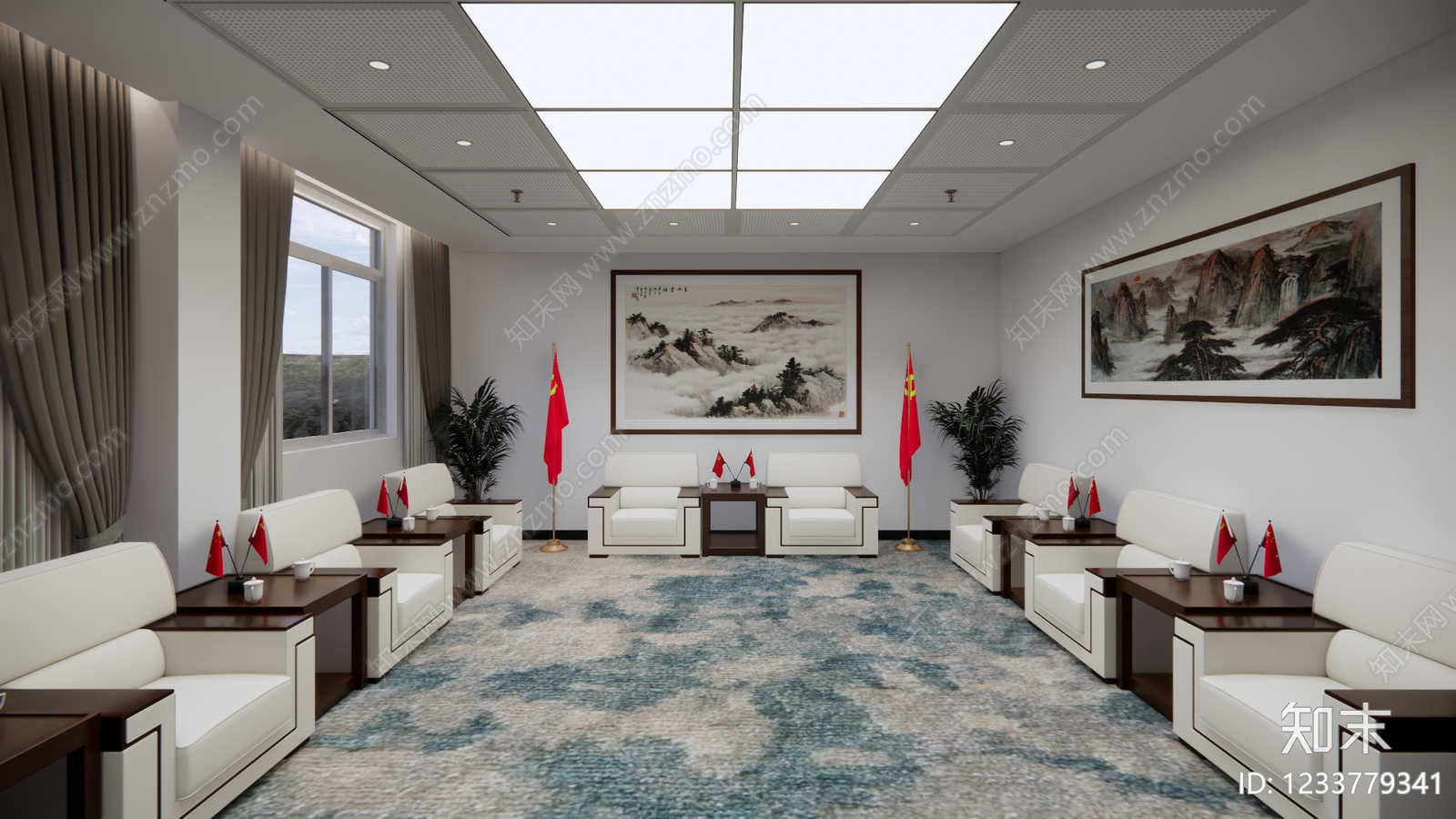 新中式接待室SU模型下载【ID:1233779341】
