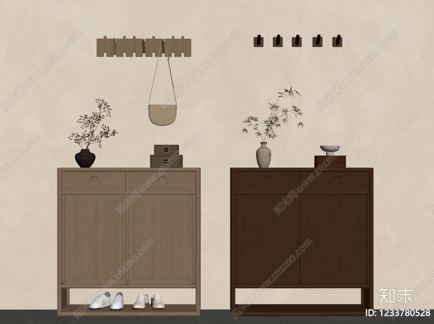 新中式鞋柜SU模型下载【ID:1233780528】