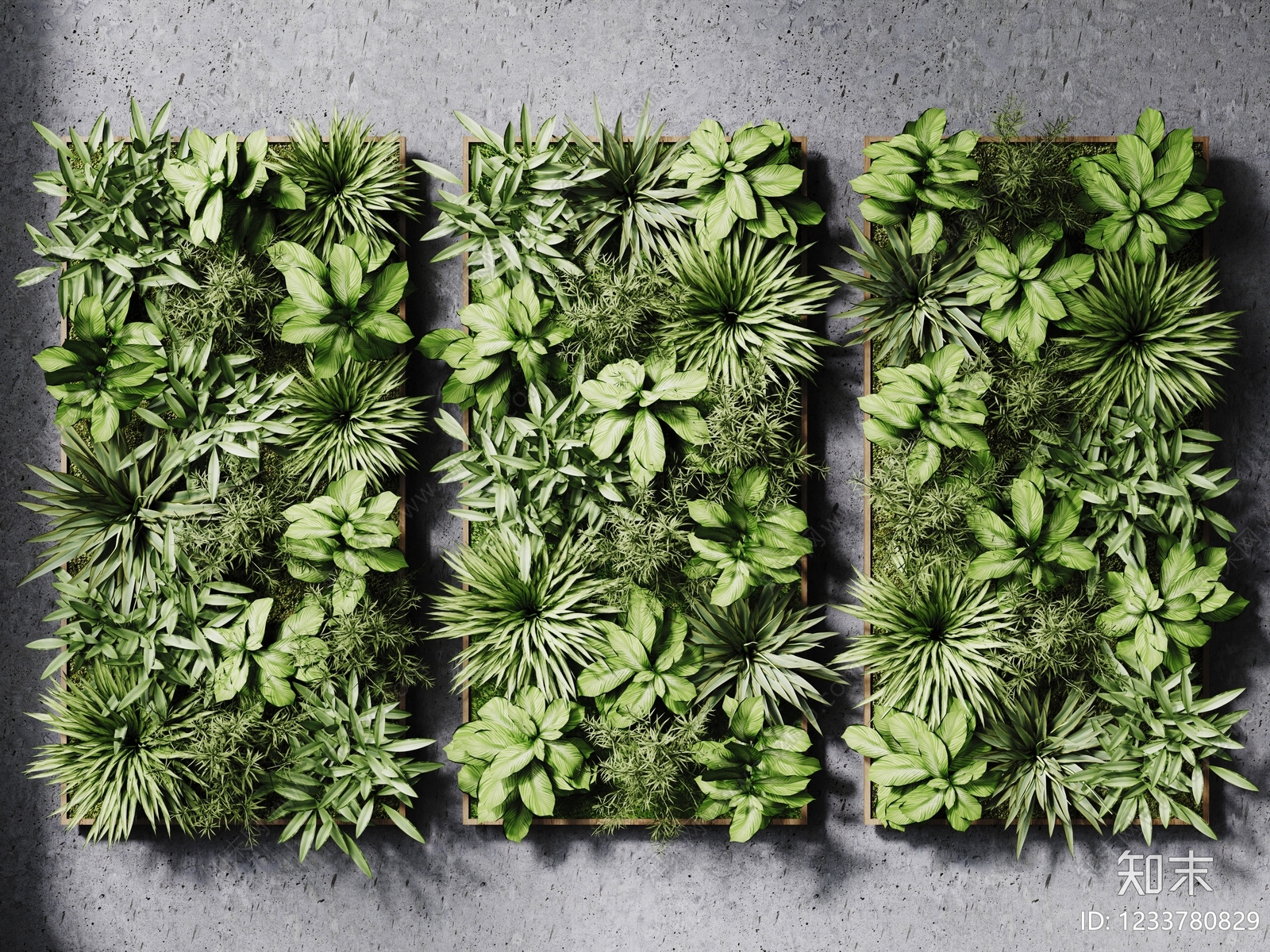 工业风绿植墙SU模型草图