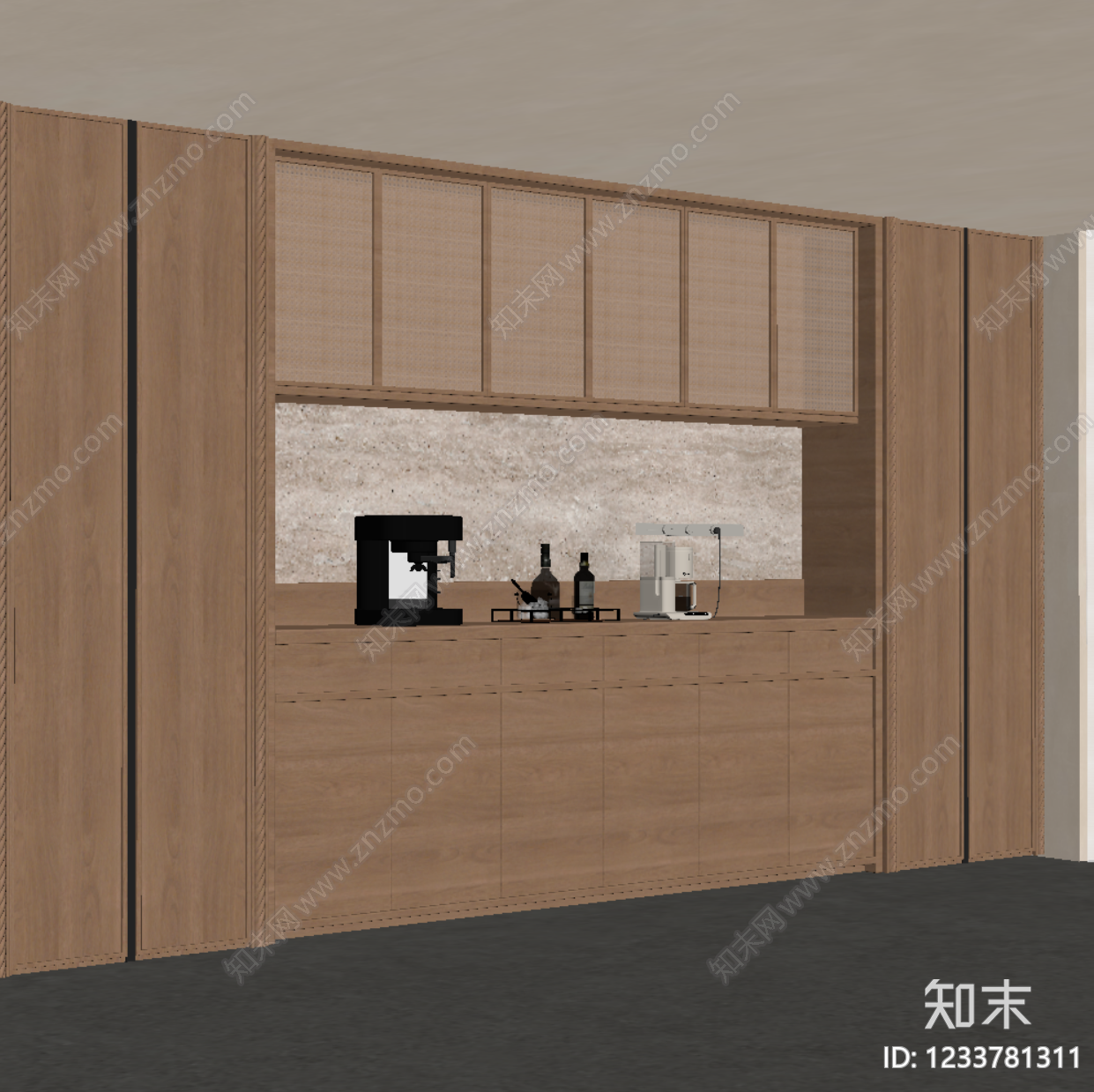 原木风餐边柜SU模型下载【ID:1233781311】