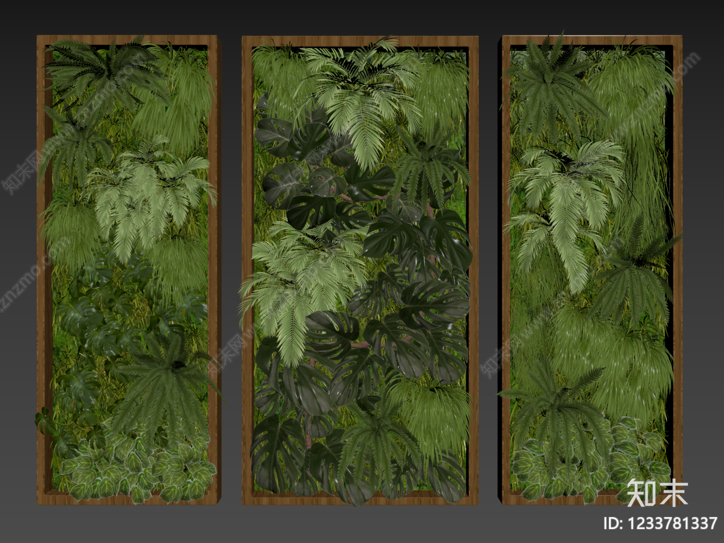 原木风绿植墙SU模型下载【ID:1233781337】