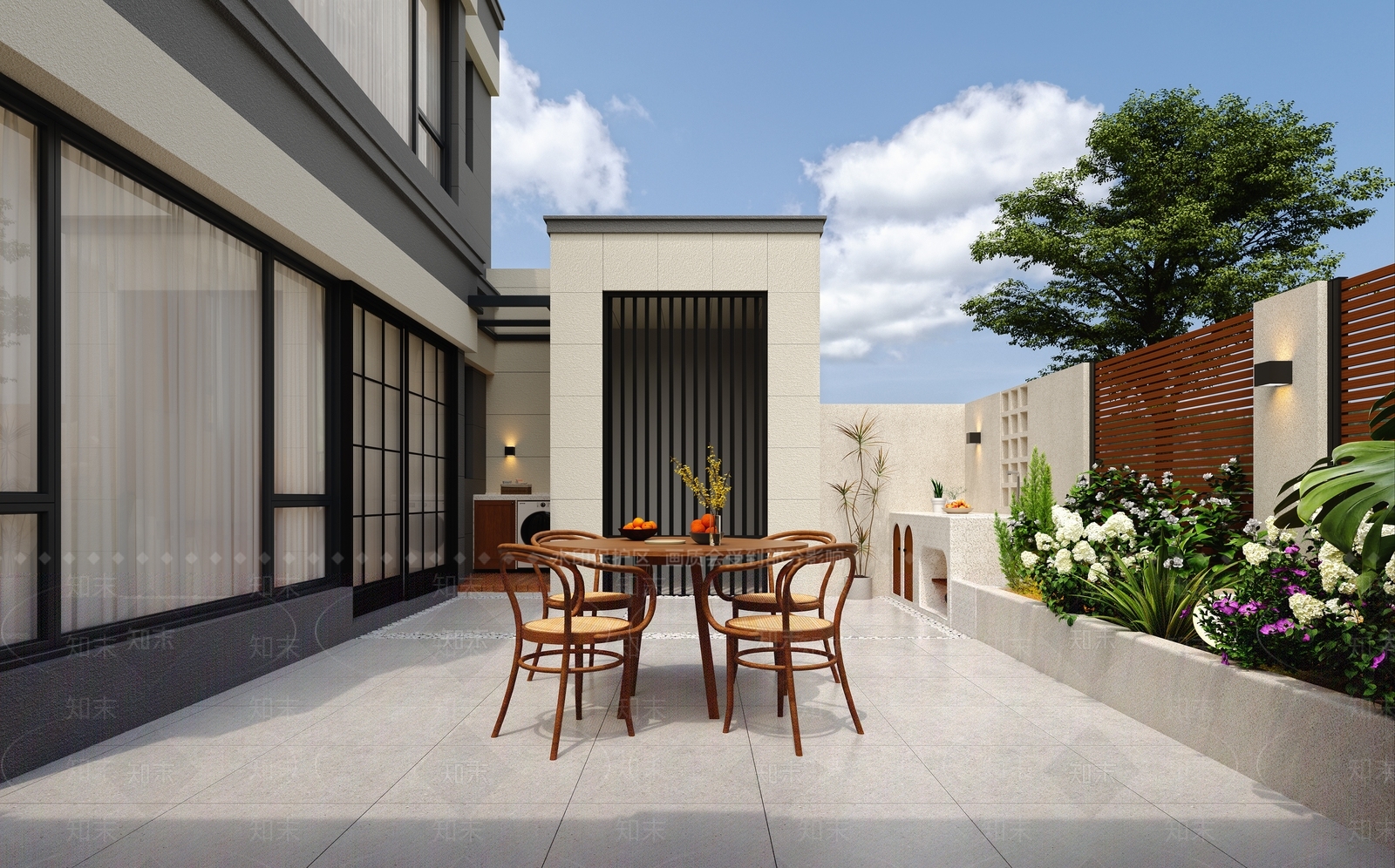 现代简约庭院3D模型下载【ID:1233782239】