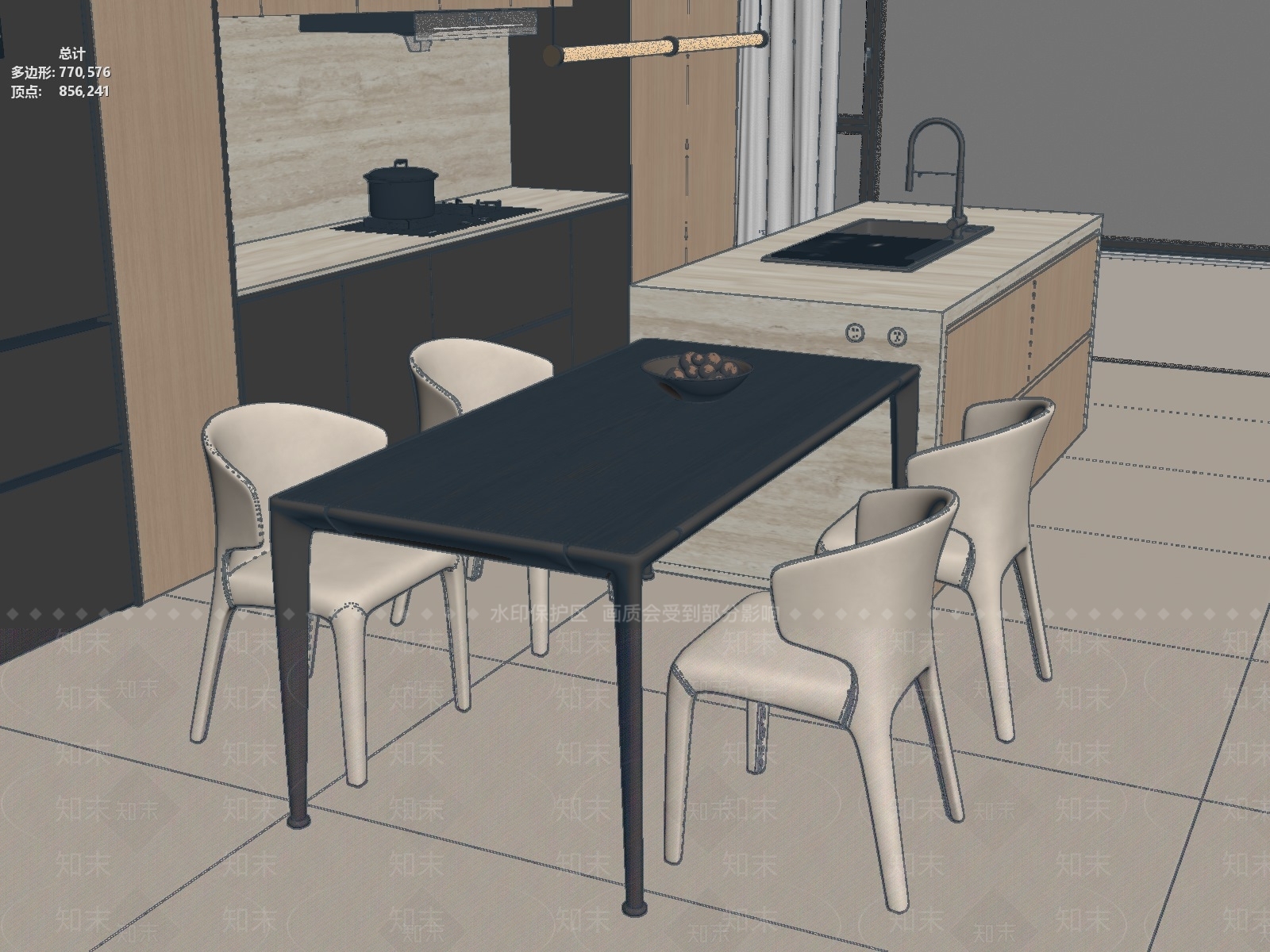 意式极简餐桌椅3D模型下载【ID:1233782272】
