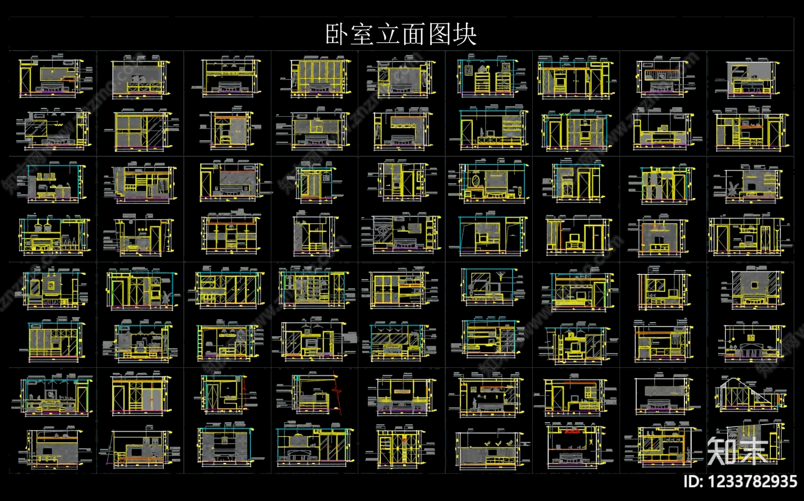 卧室cad施工图下载【ID:1233782935】