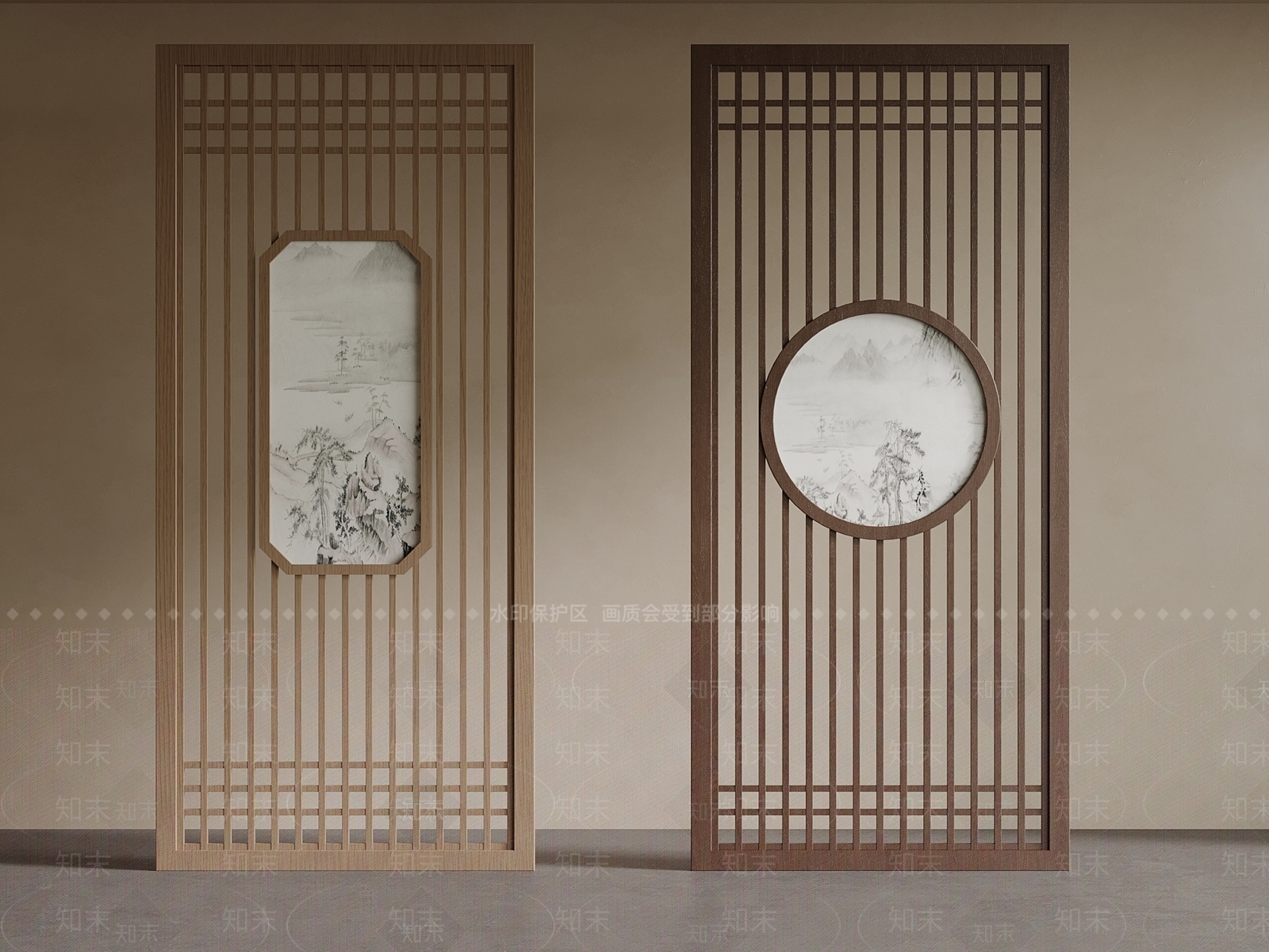 新中式屏风SU模型下载【ID:1233784116】