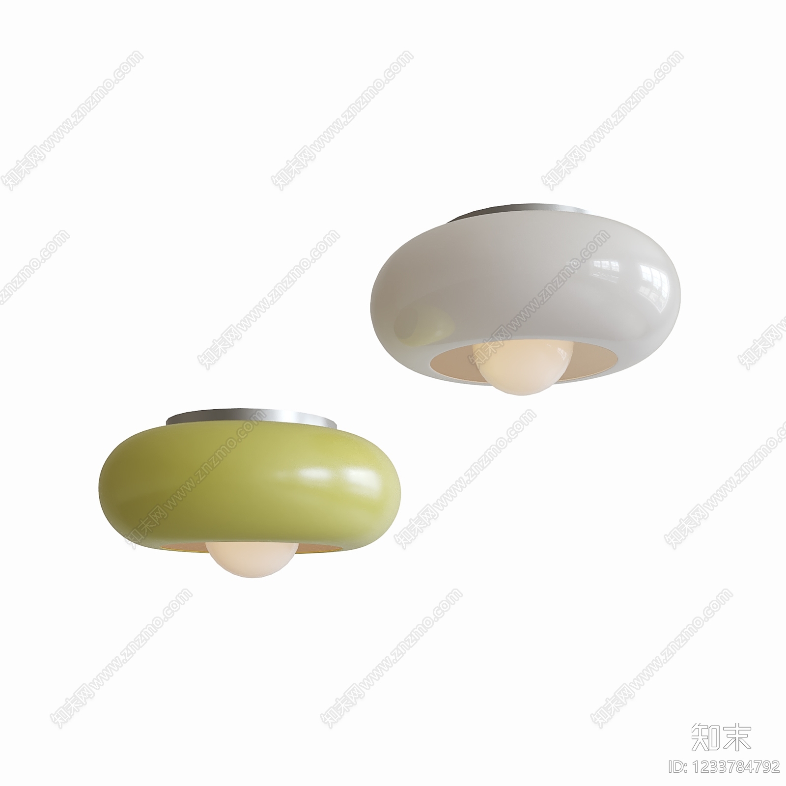 中古风吸顶灯SU模型草图