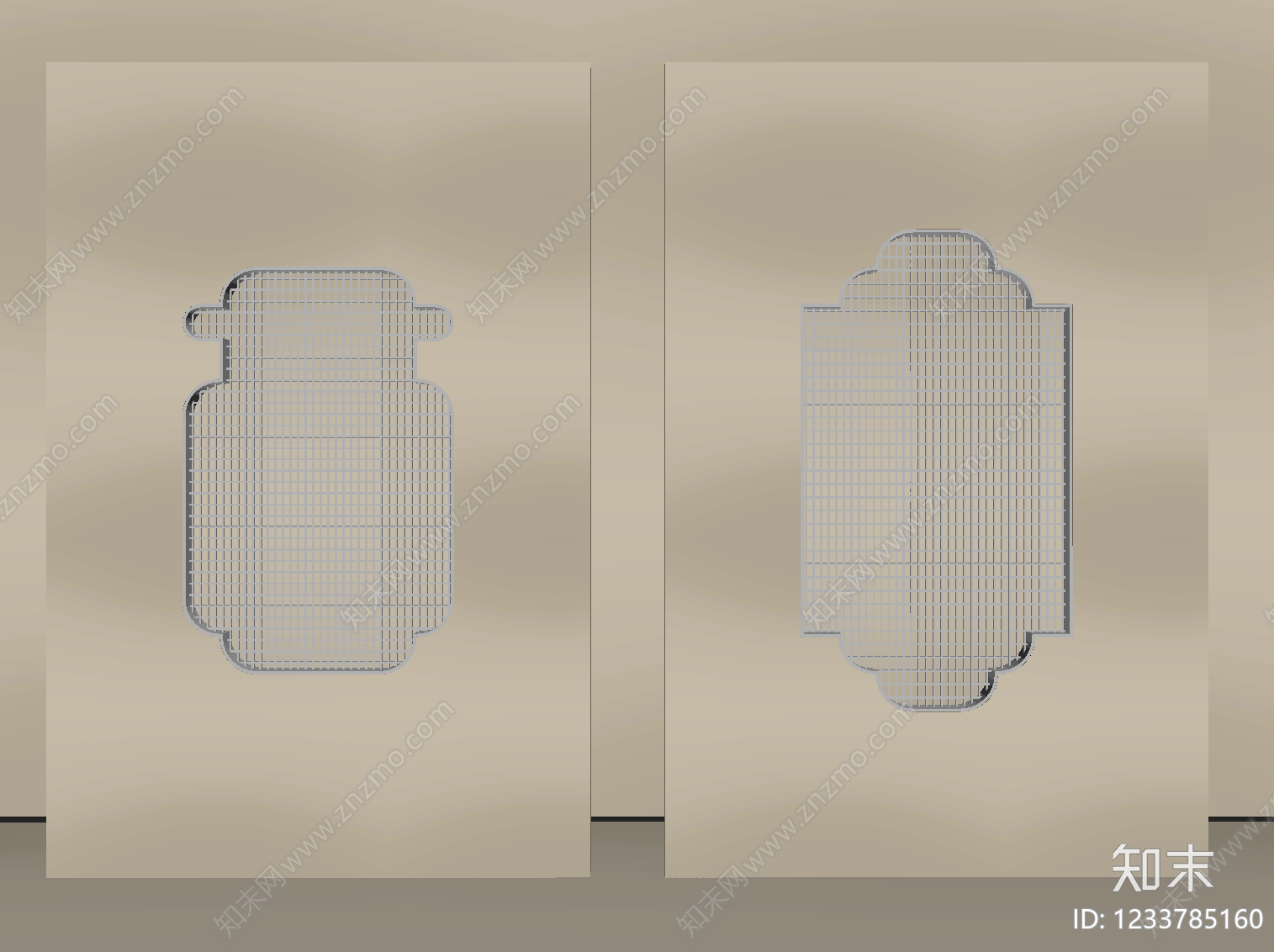 新中式艺术隔断SU模型下载【ID:1233785160】