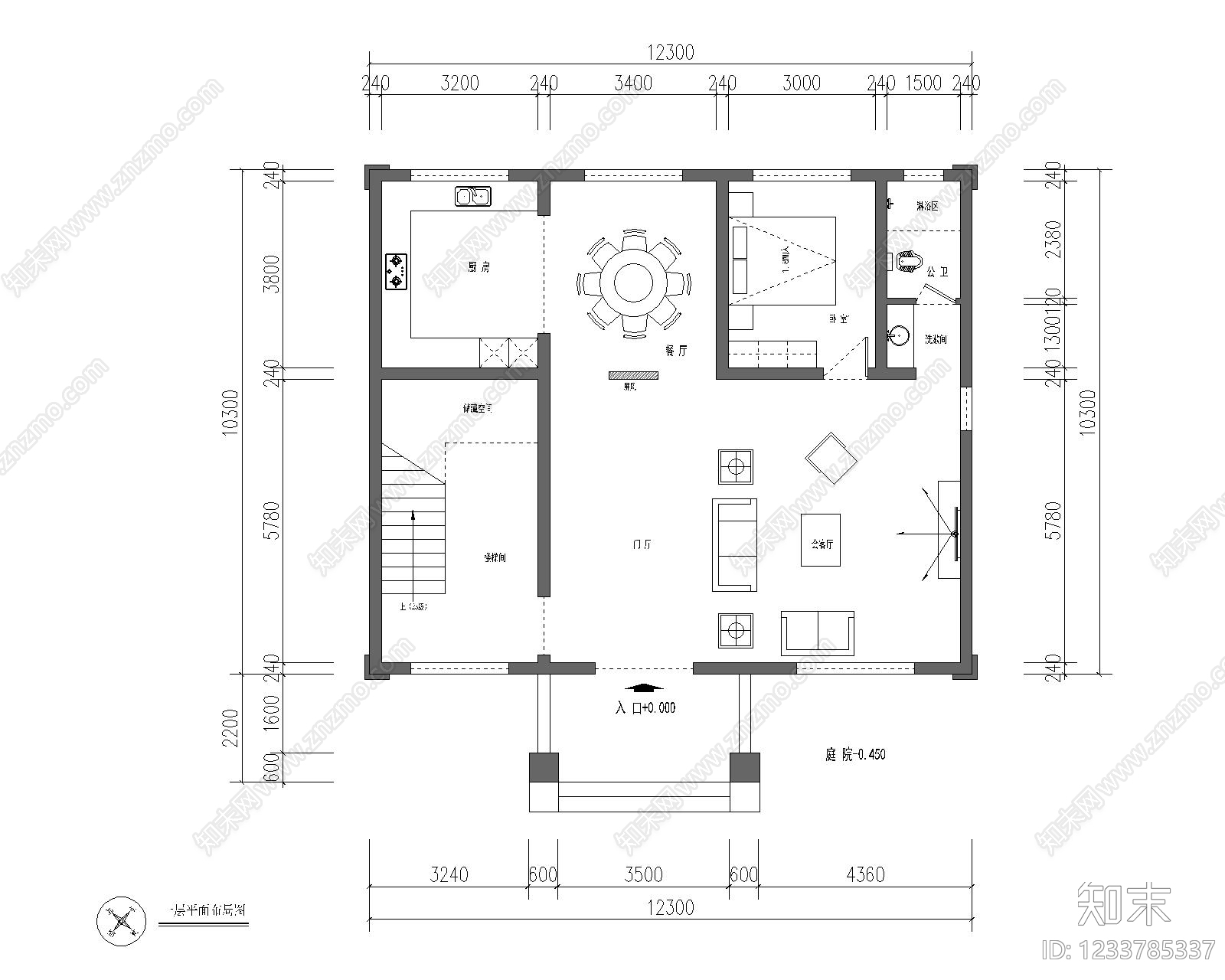 别墅建筑cad施工图下载【ID:1233785337】