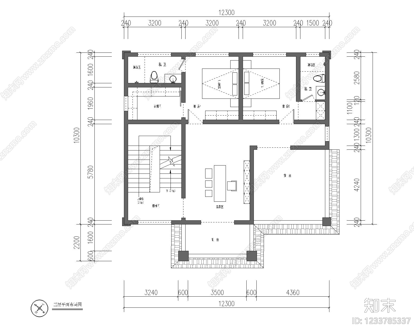 别墅建筑cad施工图下载【ID:1233785337】