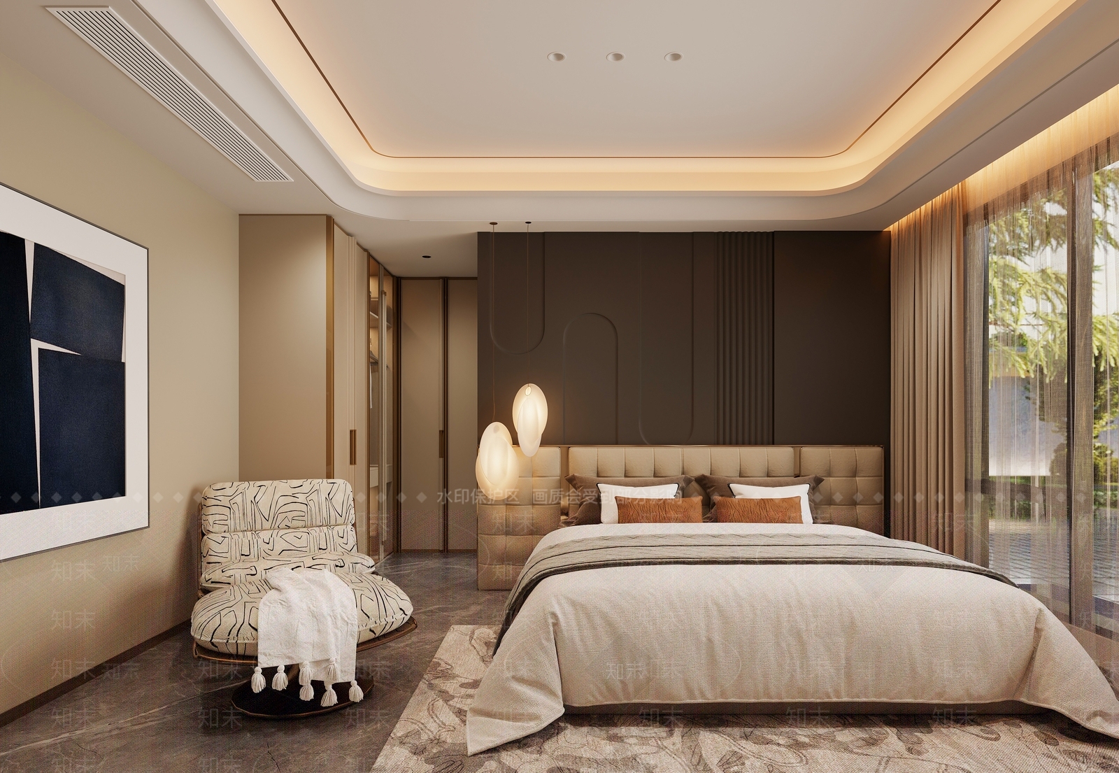 意式极简主卧3D模型下载【ID:1233788828】