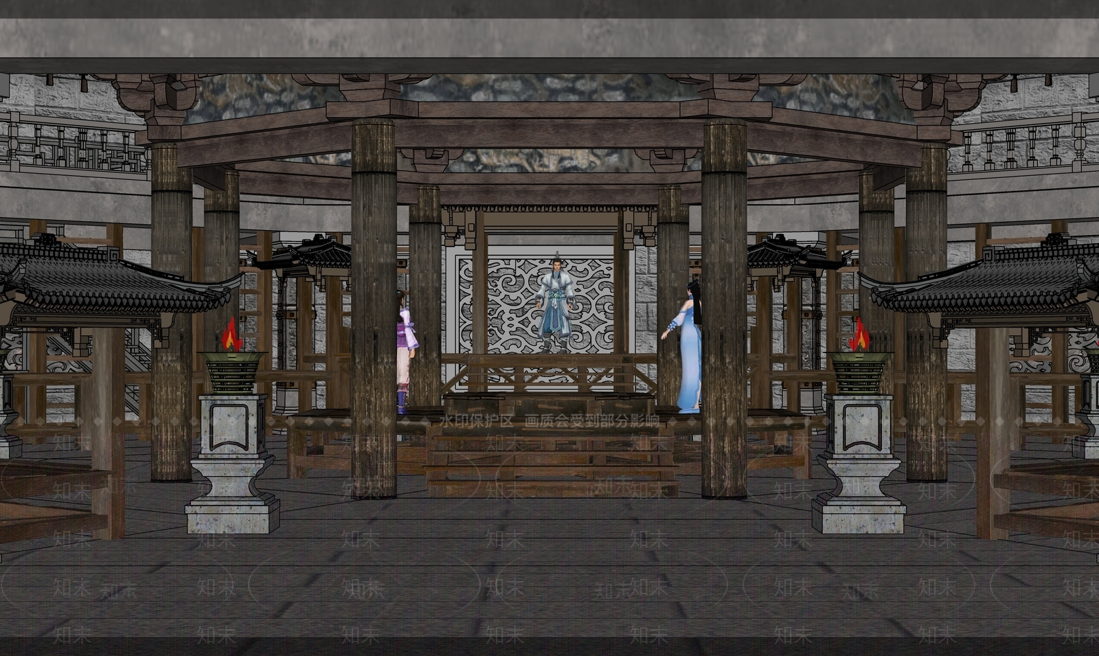 中式古建古建筑SU模型下载【ID:1233790164】