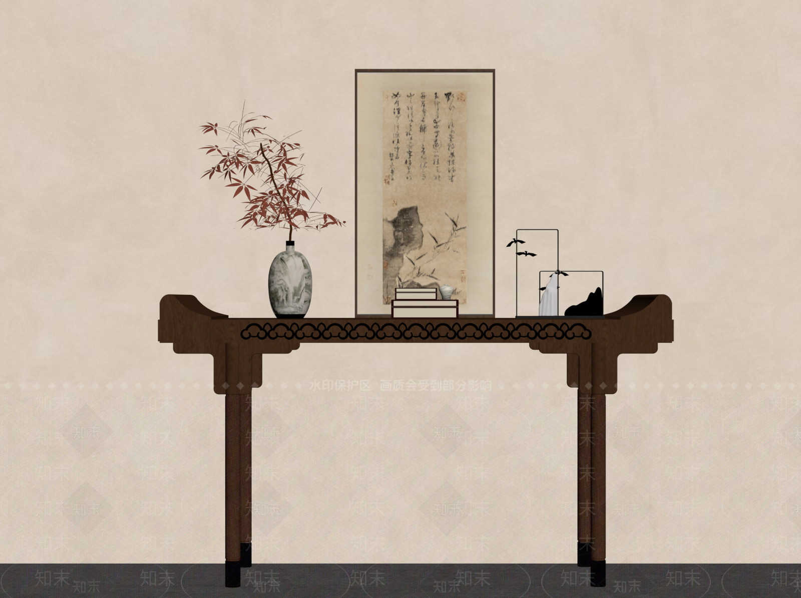 新中式条案SU模型下载【ID:1233792762】