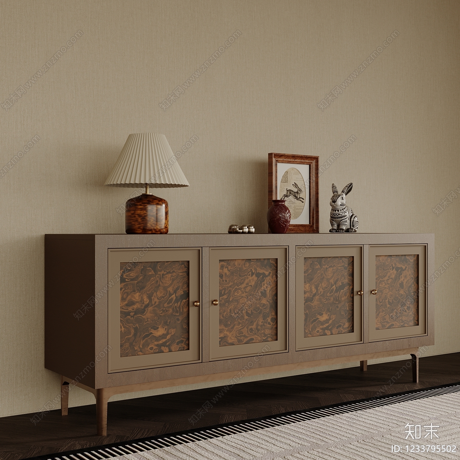 中古风玄关柜3D模型下载【ID:1233795502】
