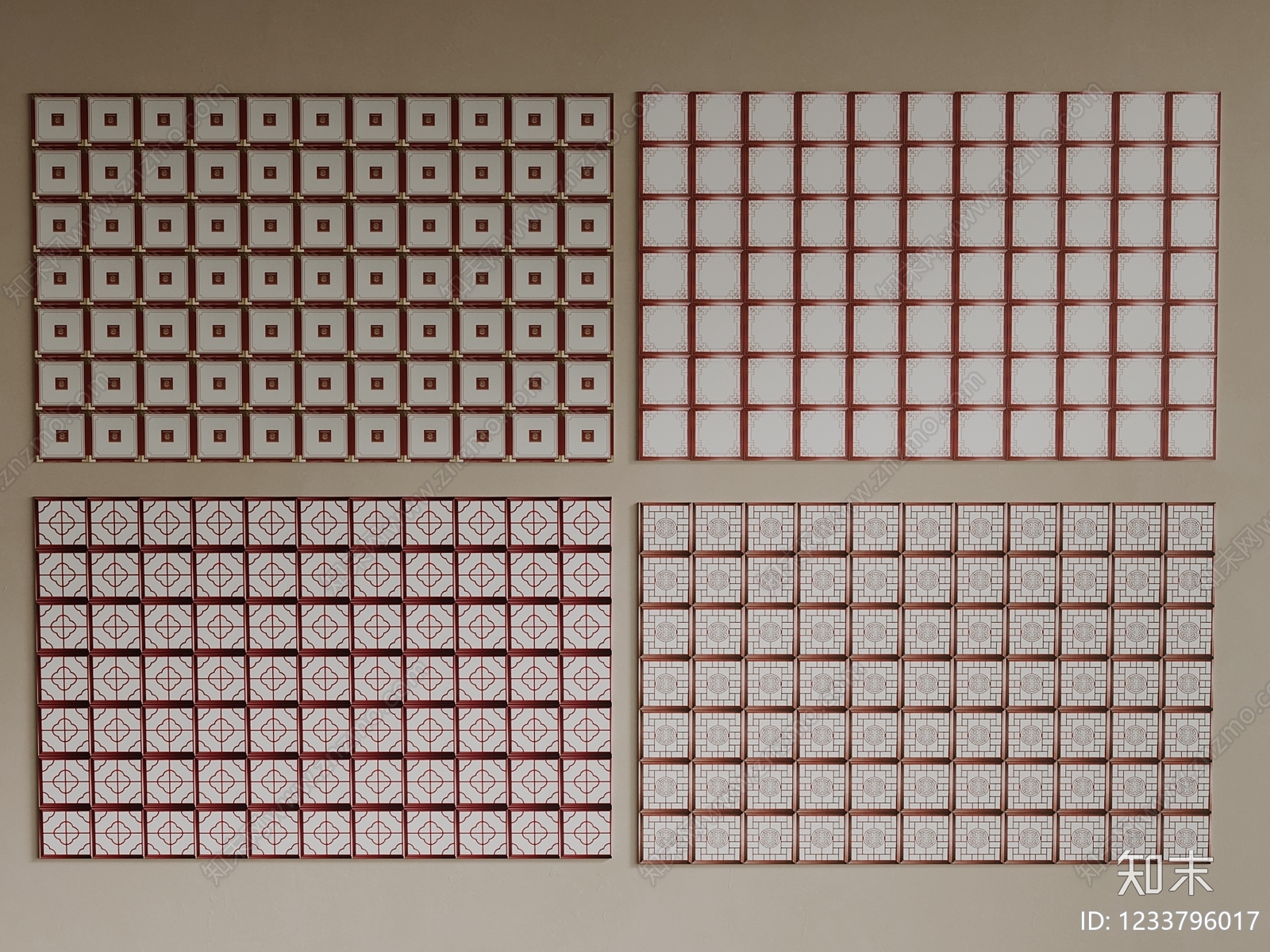 新中式吊顶3D模型下载【ID:1233796017】